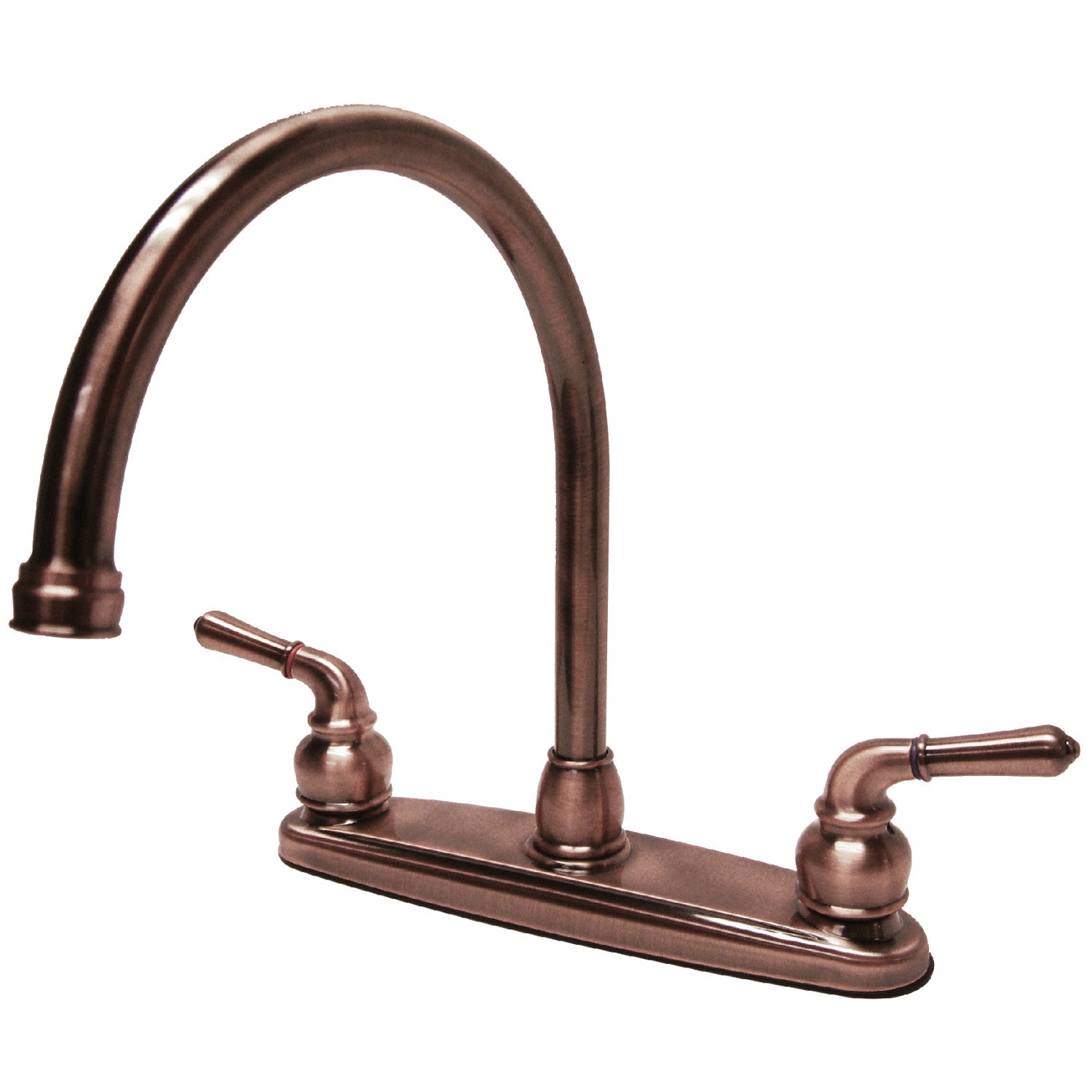 Kingston Tulare KB796LS - Robinet de cuisine à deux poignées Magellan 2 trous 8", cuivre antique