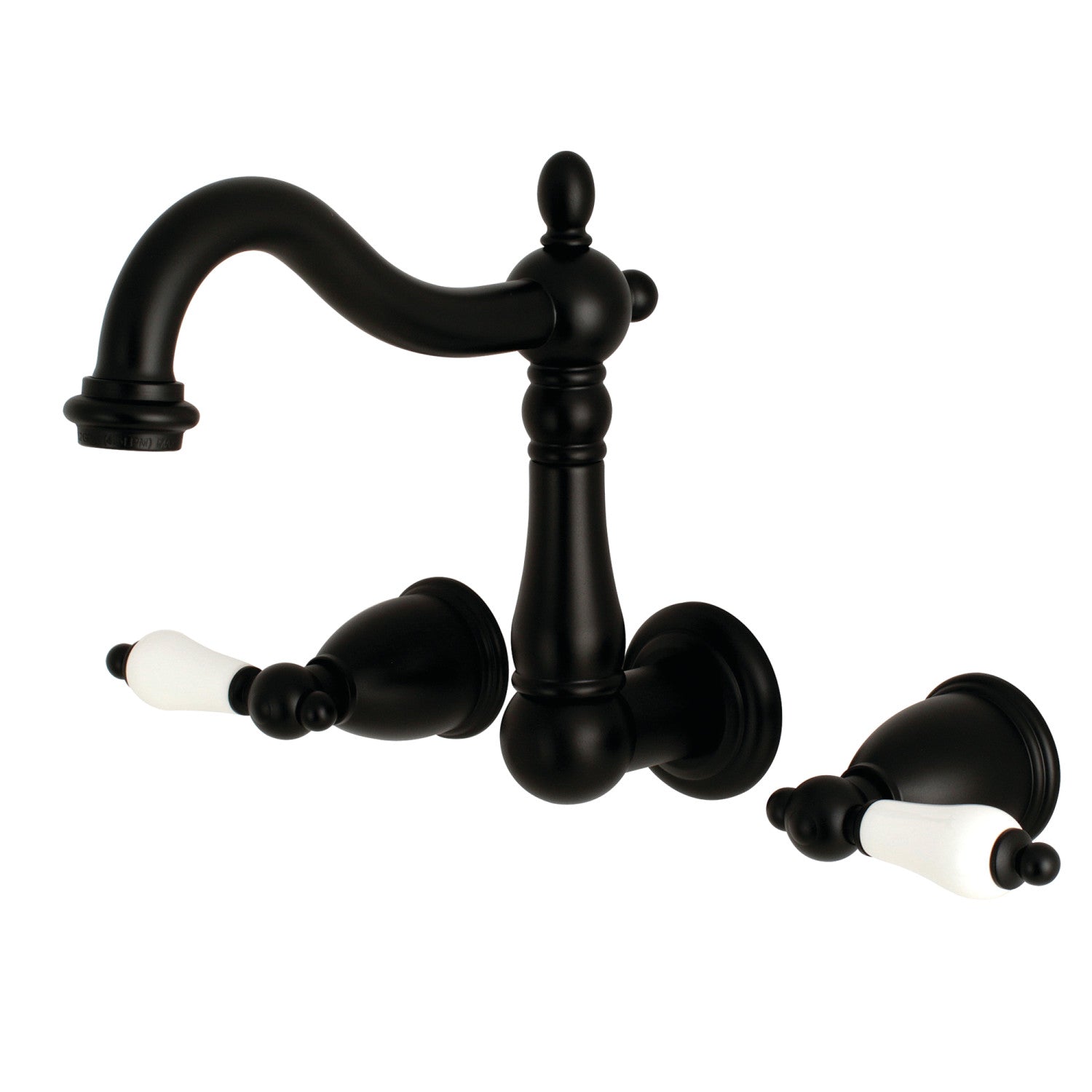 Kingston Heirloom KS1250PL - Robinet de salle de bains à double poignée Heritage 3 trous, noir mat