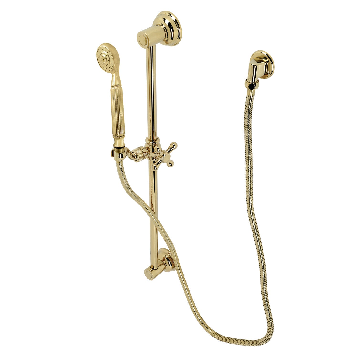 Kingston Heirloom KAK3422W2 - Système de douche assorti avec barre coulissante/agrippante 24 et douche à main, laiton poli
