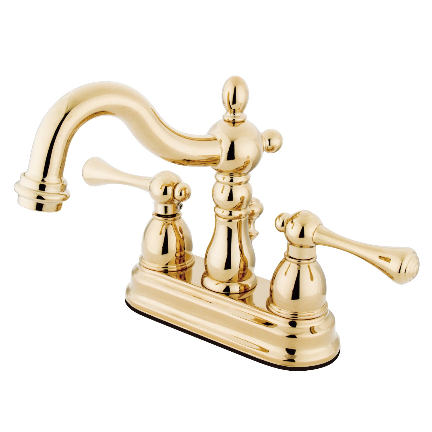 Kingston Heirloom KB1602BL - Heritage Double-Handle 3 trous montage sur plage 4-Inch Centerset Robinet de salle de bains avec drain à tirette, laiton poli