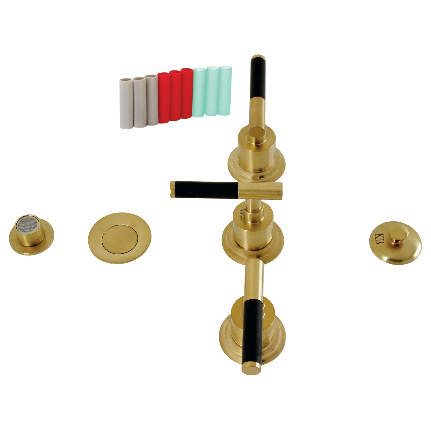Kingston Sona KB6327CKL - Robinet de bidet vertical Kaiser à trois poignées avec laiton à tirette, laiton brossé