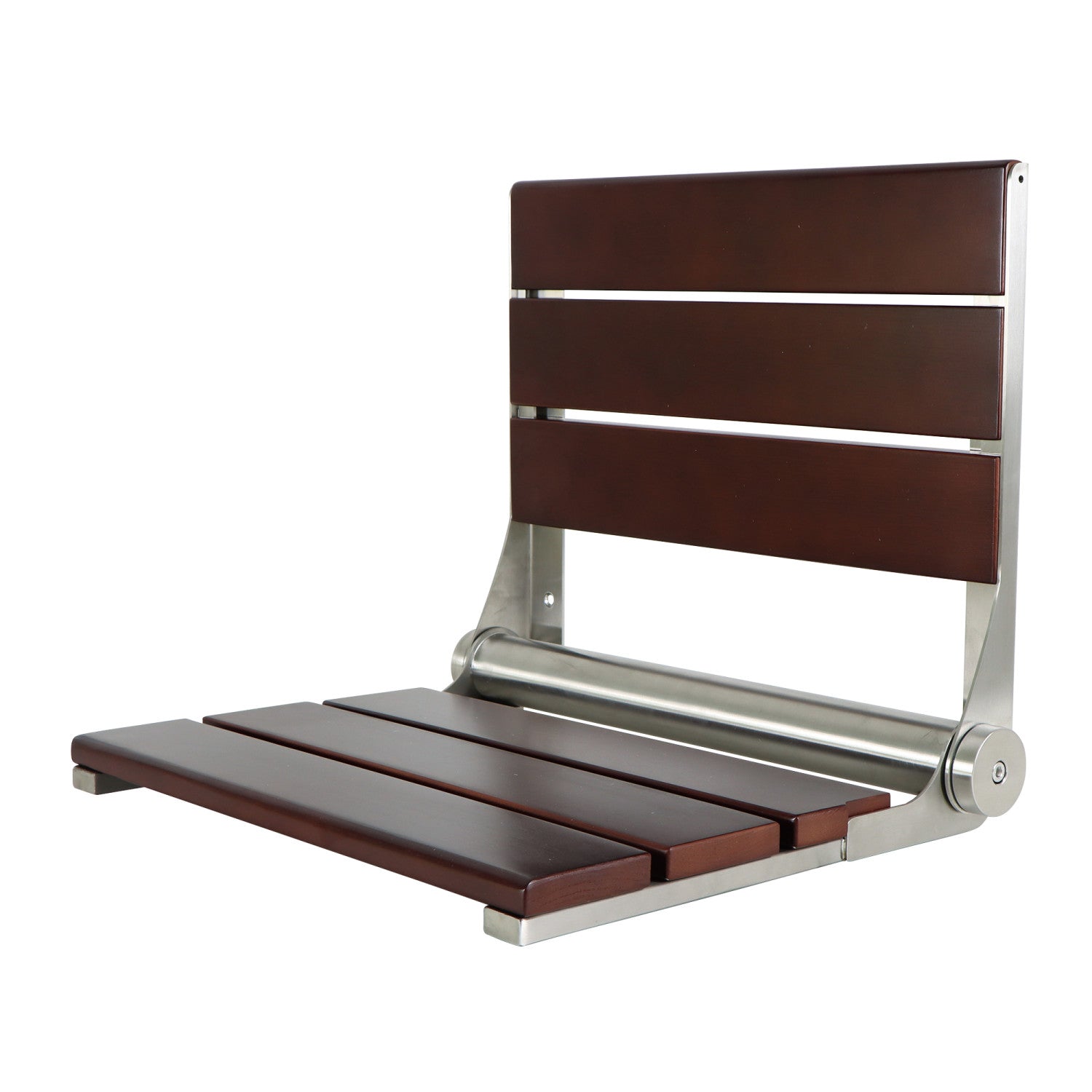 Kingston Soutien KBSS16158 3-Slat Shower Seat, Dark Wood/Brushed Nickle