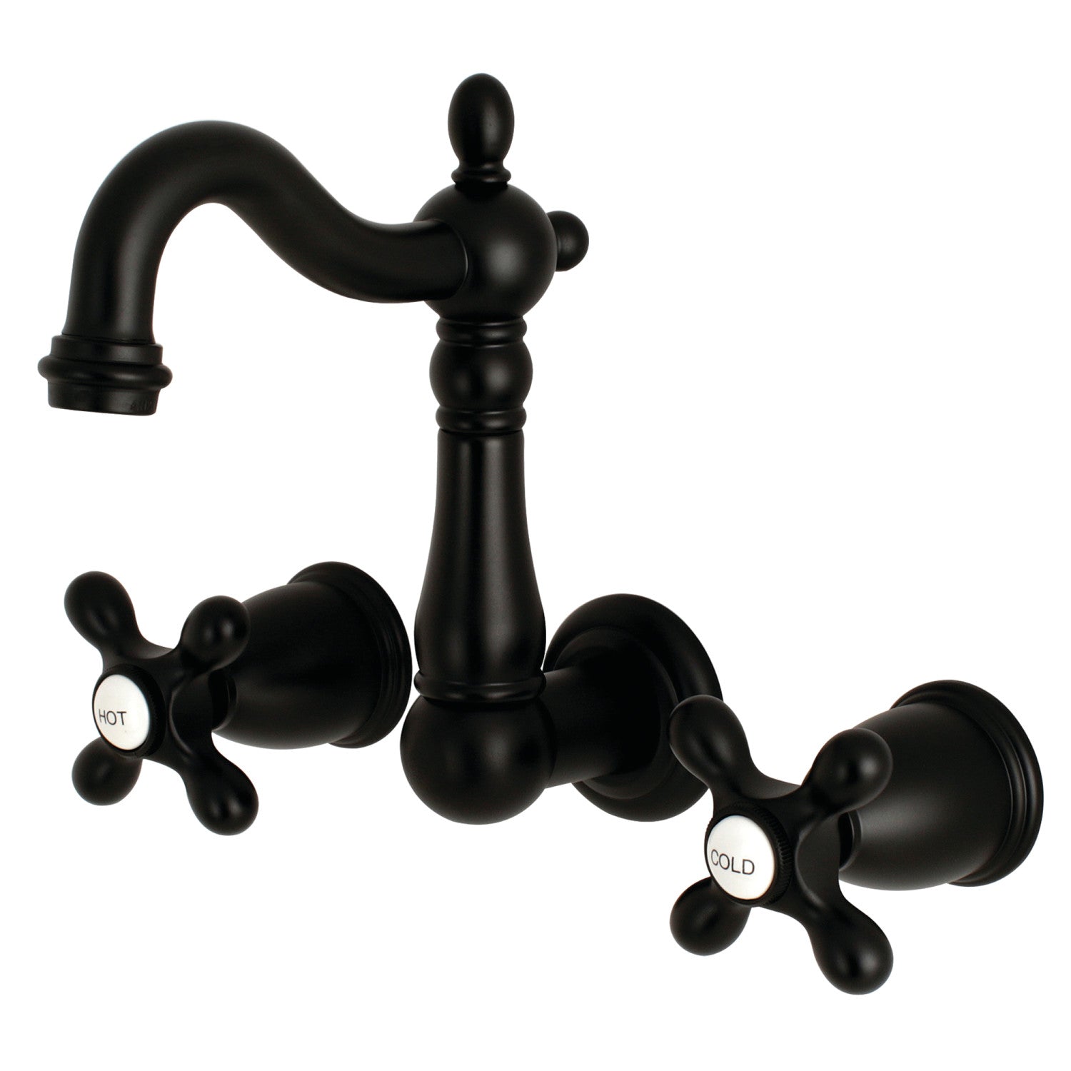Kingston Heirloom KS1220AX - Robinet de salle de bains à double poignée Heritage 3 trous, noir mat