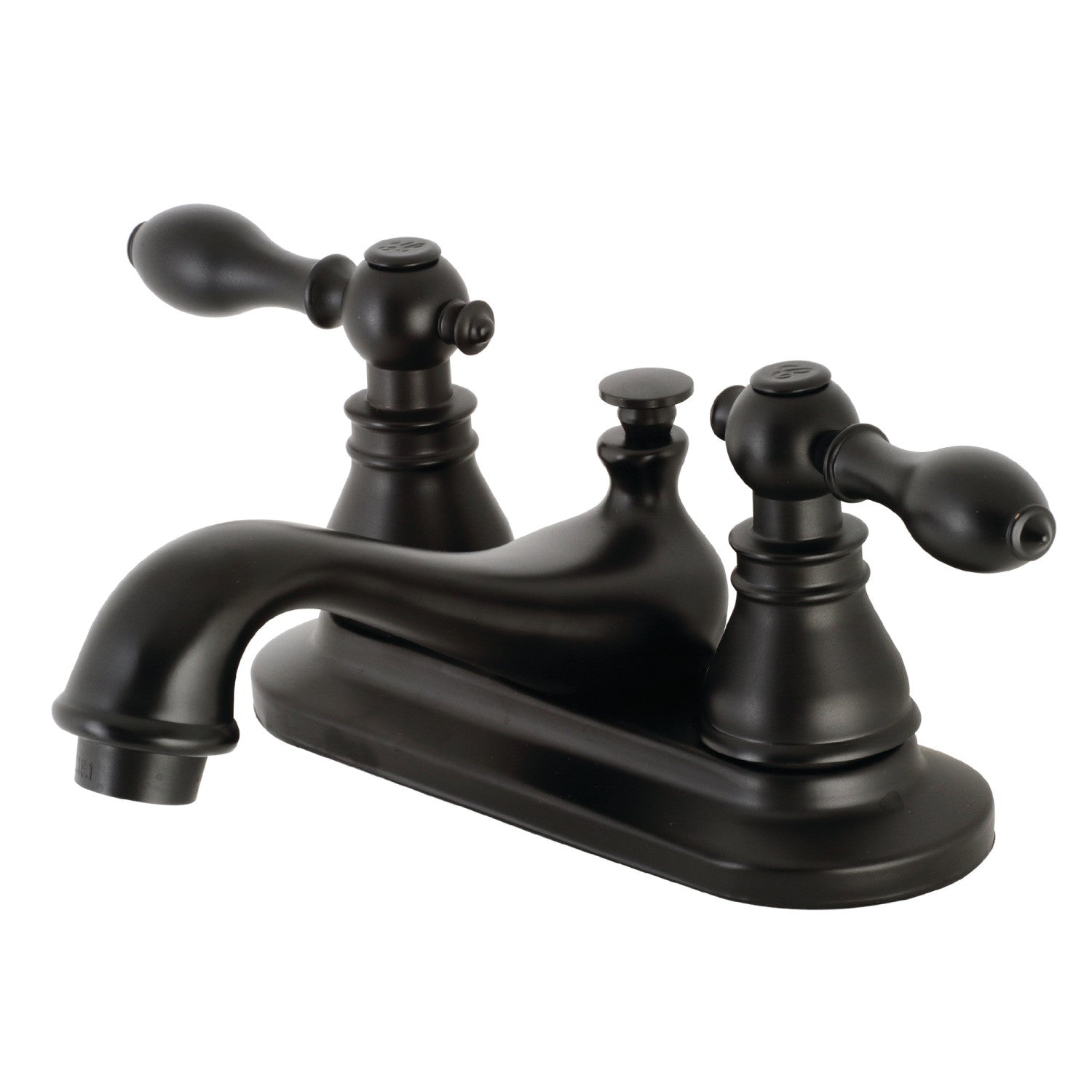 Kingston Heirloom KB600ACL - American Classic Double-Handle 3 trous montage sur plage 4-Inch Centerset Robinet de salle de bains avec drain à tirette, noir mat