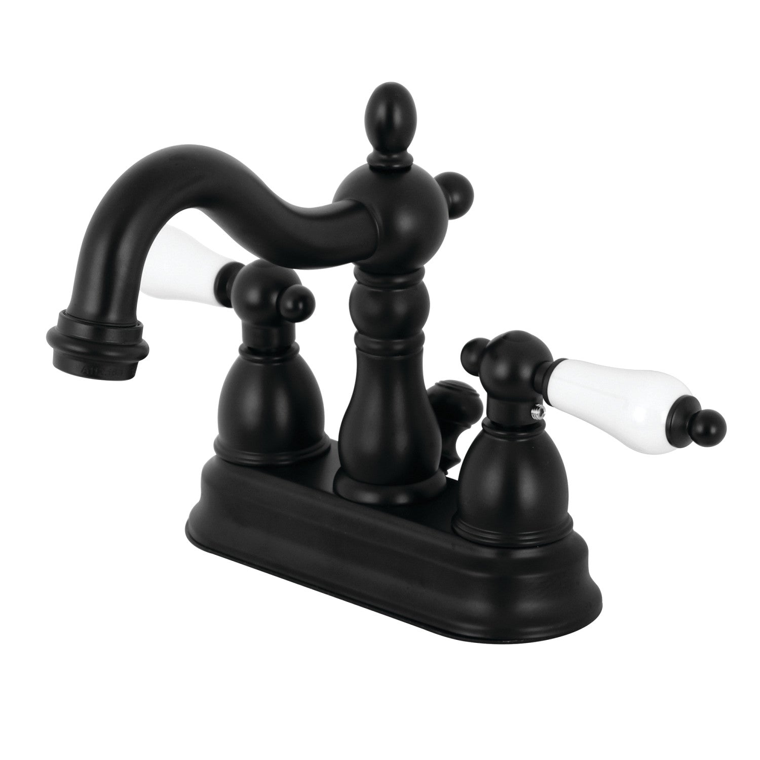 Kingston Heirloom KB1600PL - Heritage Double-Handle 3 trous montage sur plage 4-Inch Centerset Robinet de salle de bain avec drain à tirette, noir mat