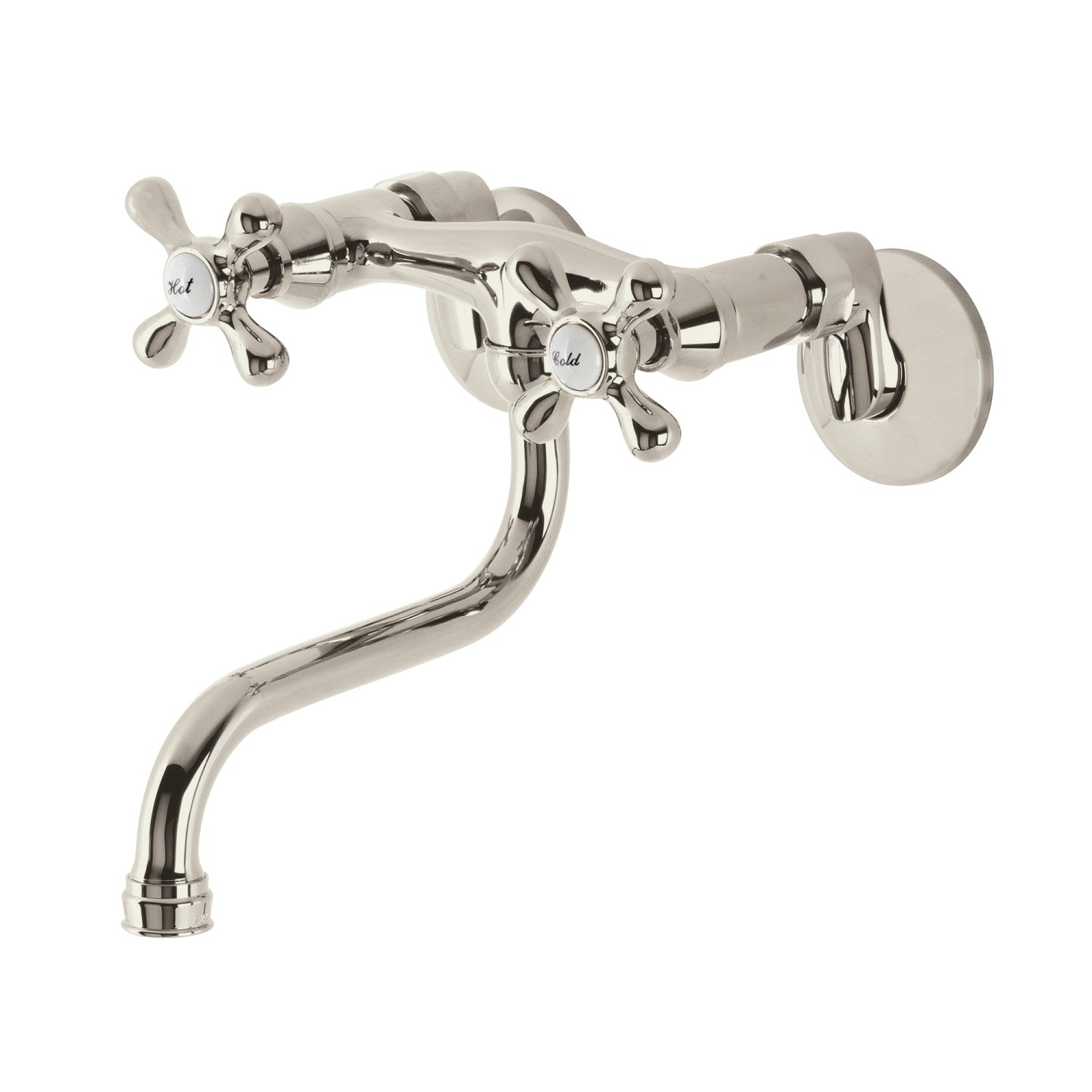 Kingston Heirloom KS216PN - Kingston Double-Handle 2 trous Robinet de salle de bains mural, nickel poli