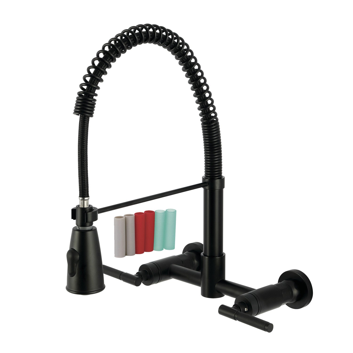 Kingston Sona GS8280CKL - Robinet de cuisine à double poignée Kaiser 2 trous pour montage mural, noir mat