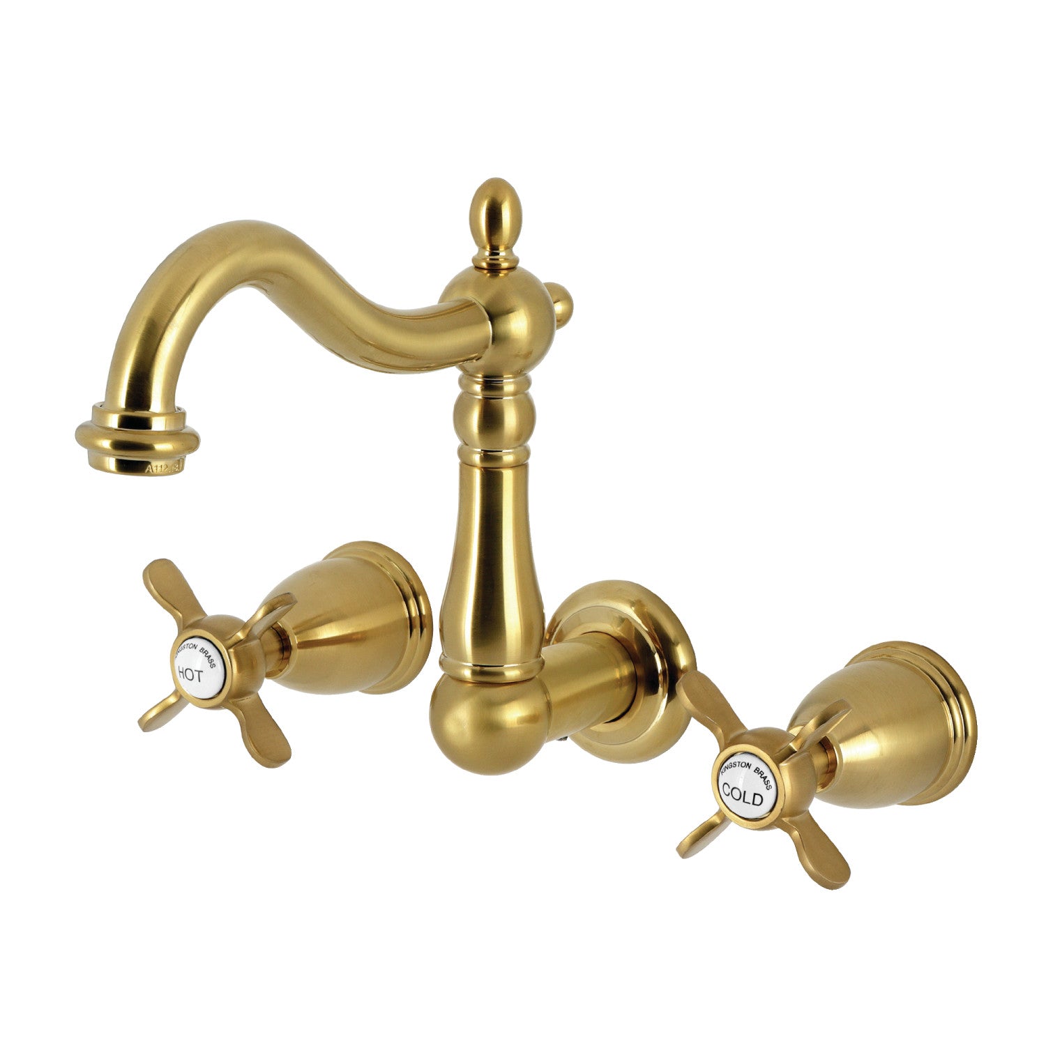 Kingston Heirloom KS1257BEX - Essex Double-Handle 3 trous Robinet de salle de bains mural, laiton brossé