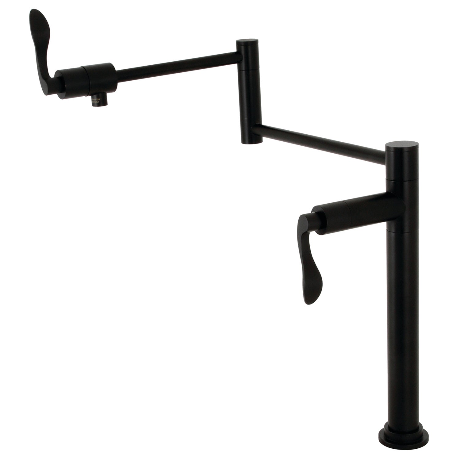 Kingston Tulare KS4700DFL - Robinet de remplissage de pot de plate-forme à deux poignées NuWave 1 trou, noir mat