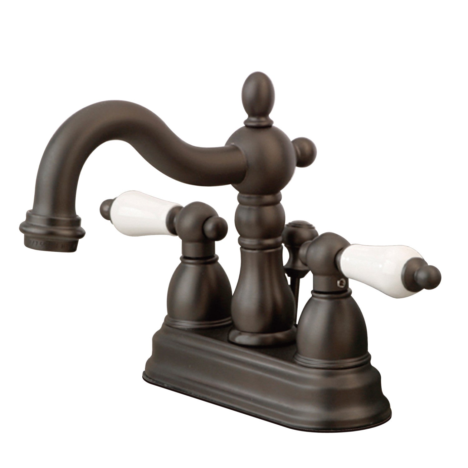 Kingston Heirloom KB1605PL - Heritage Double-Handle 3-Hole Deck Mount 4-Inch Centerset Bathroom Faucet with Pop-Up Drain, Oil Rubbed Bronze
