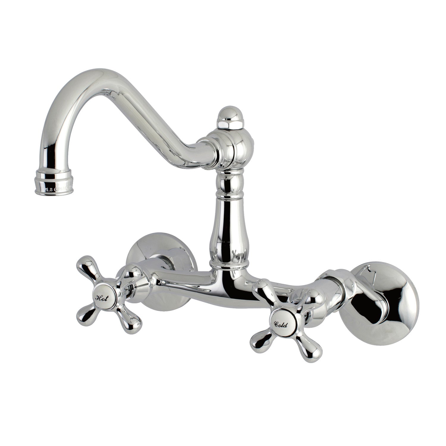 Kingston Heirloom KS3221AX - Robinet de cuisine à deux poignées vintage 2 trous Wall Mount Bridge, chrome poli