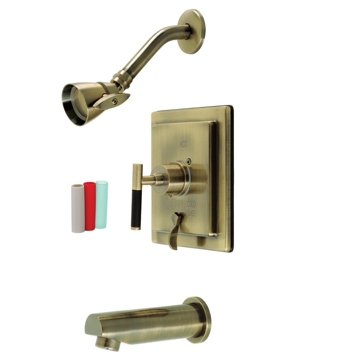 Kingston Sona KB86530CKL - Robinet de baignoire et de douche à pression simple poignée Kaiser, laiton antique