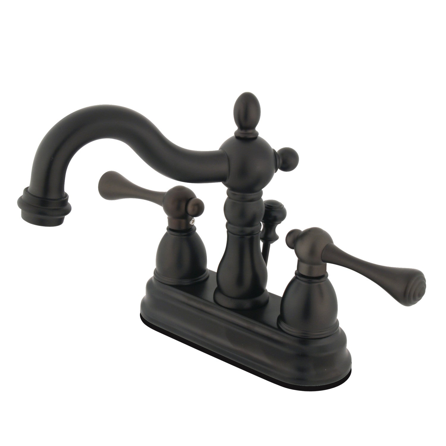 Kingston Heirloom KS1605BL - Heritage Double-Handle 3 trous montage sur plage 4-Inch Centerset Robinet de salle de bains avec laiton à tirette, bronze frotté à l'huile