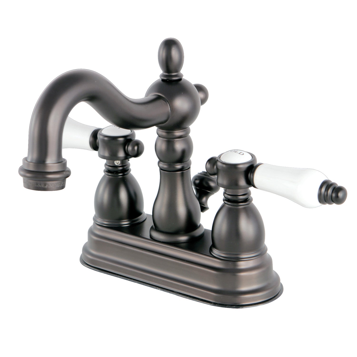 Kingston Heirloom KS1605BPL - Bel-Air Double-Handle 3 trous montage sur plage 4-Inch Centerset Robinet de salle de bain avec laiton à tirette, huile Rubbed Bronze