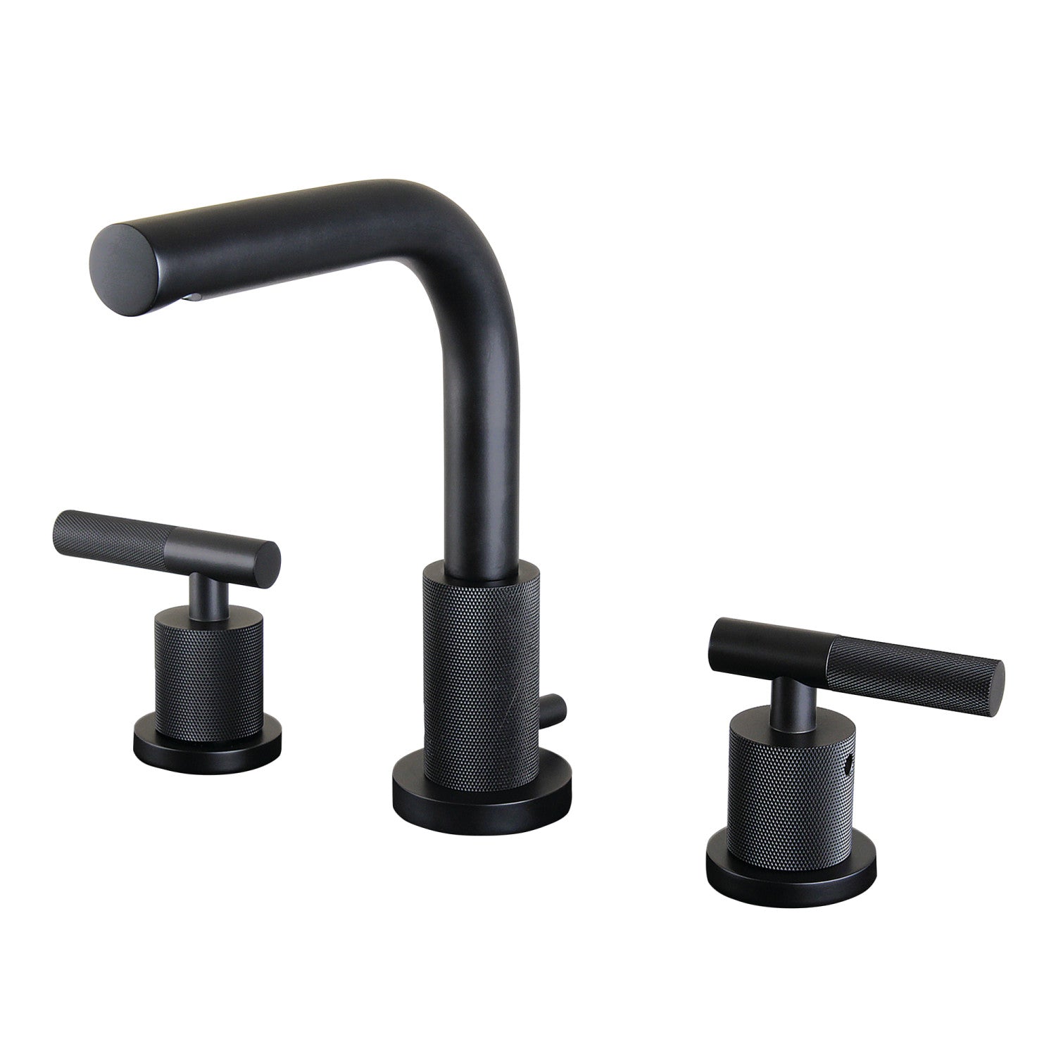 Kingston Sona FSC8950KNL - Robinet de salle de bains polyvalent à deux poignées convergentes 3 trous avec poignée moletée et à tirette en laiton, noir mat