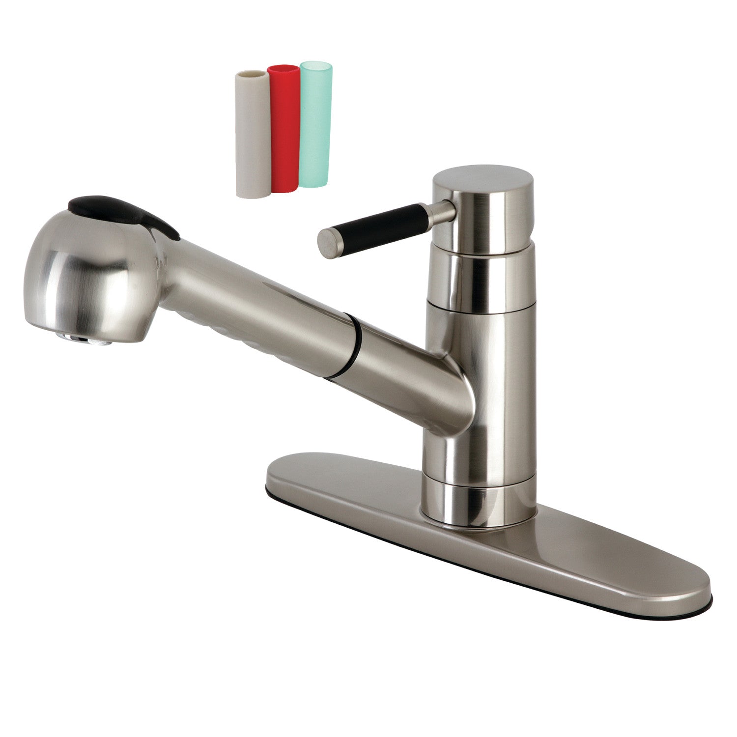 Kingston Tulare GSC888DKLSP - Kaiser monomanche 1-or-3 Trou montage sur plage extractible Pulvérisateur Robinet de cuisine, Nickel brossé