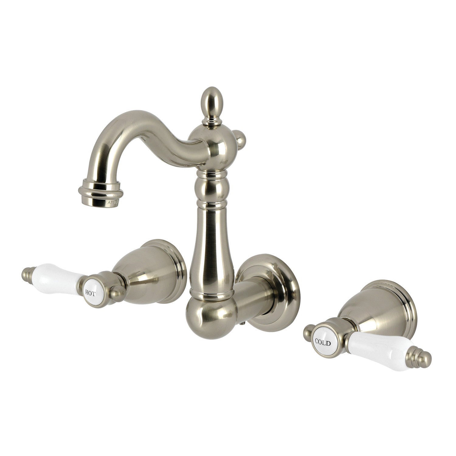 Kingston Heirloom KS1228BPL - Bel-Air Double-Handle 3 trous Robinet de salle de bain mural, Nickel brossé