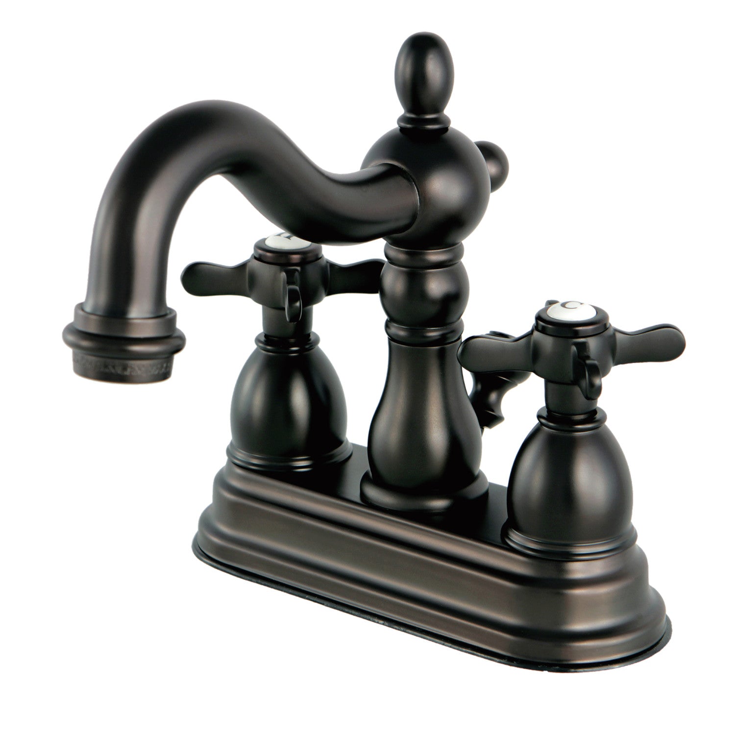 Kingston Heirloom KB1605BEX - Essex Double-Handle 3 trous montage sur plage 4-Inch Centerset Robinet de salle de bains avec drain à tirette, Bronze Rubbé à l'huile