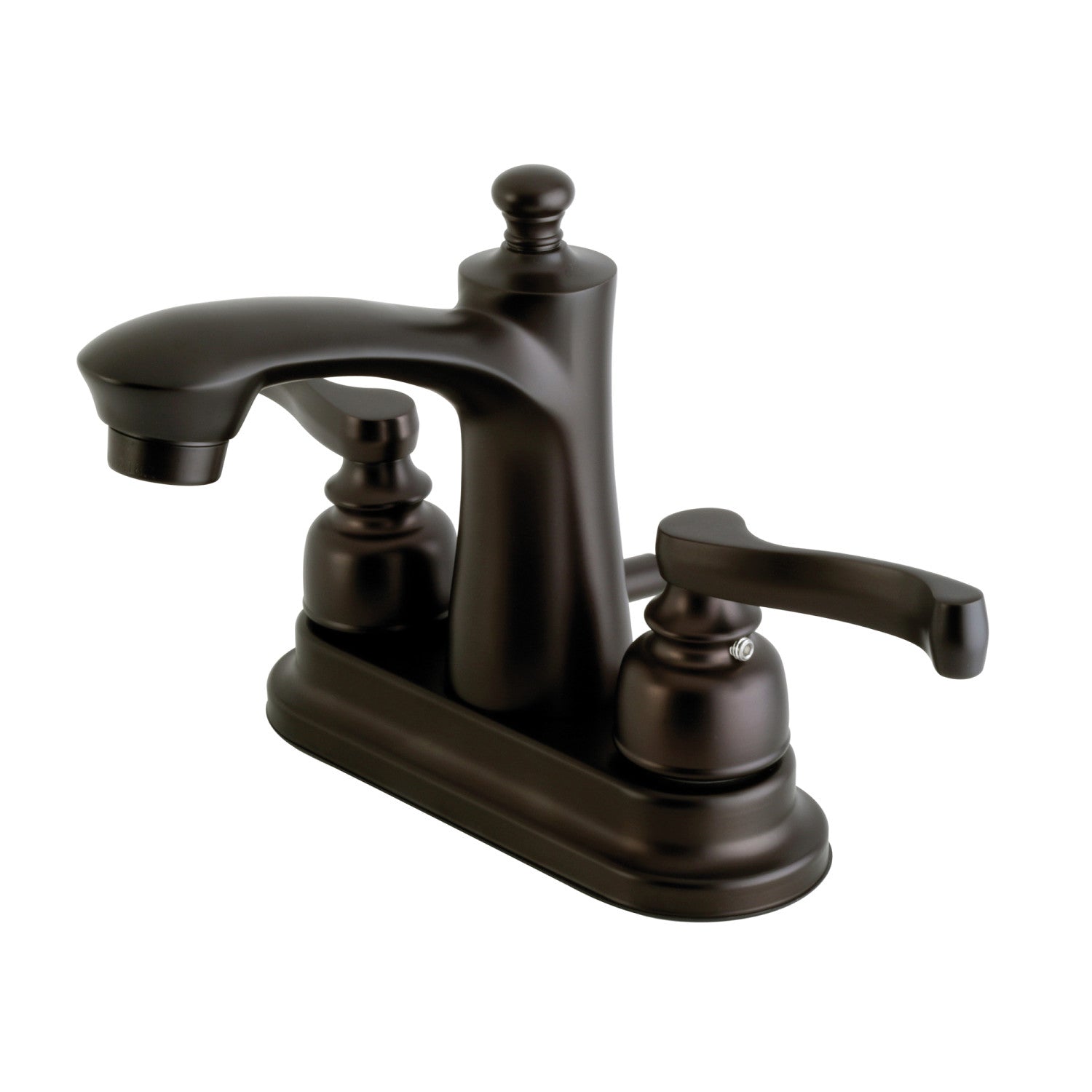 Kingston Royale FB7625FL Double-Handle 3 trous montage sur plage 4-Inch Centerset Robinet de salle de bains avec drain à tirette, bronze frotté à l'huile
