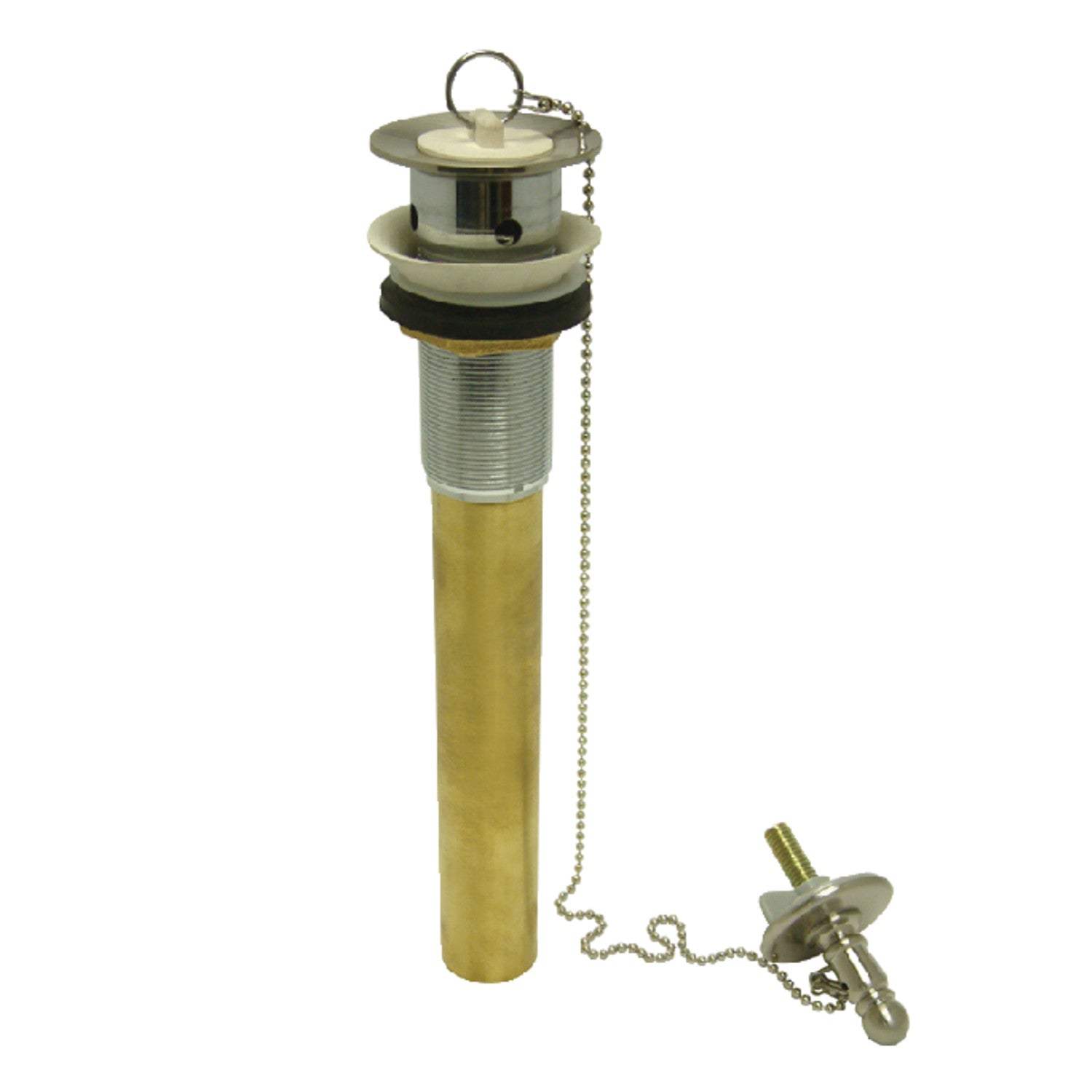 Kingston Heirloom CC1008 - Vintage Brass Chain and Plug Bathroom Sink Drain with Overflow, 20 Gauge, Brushed Nickel