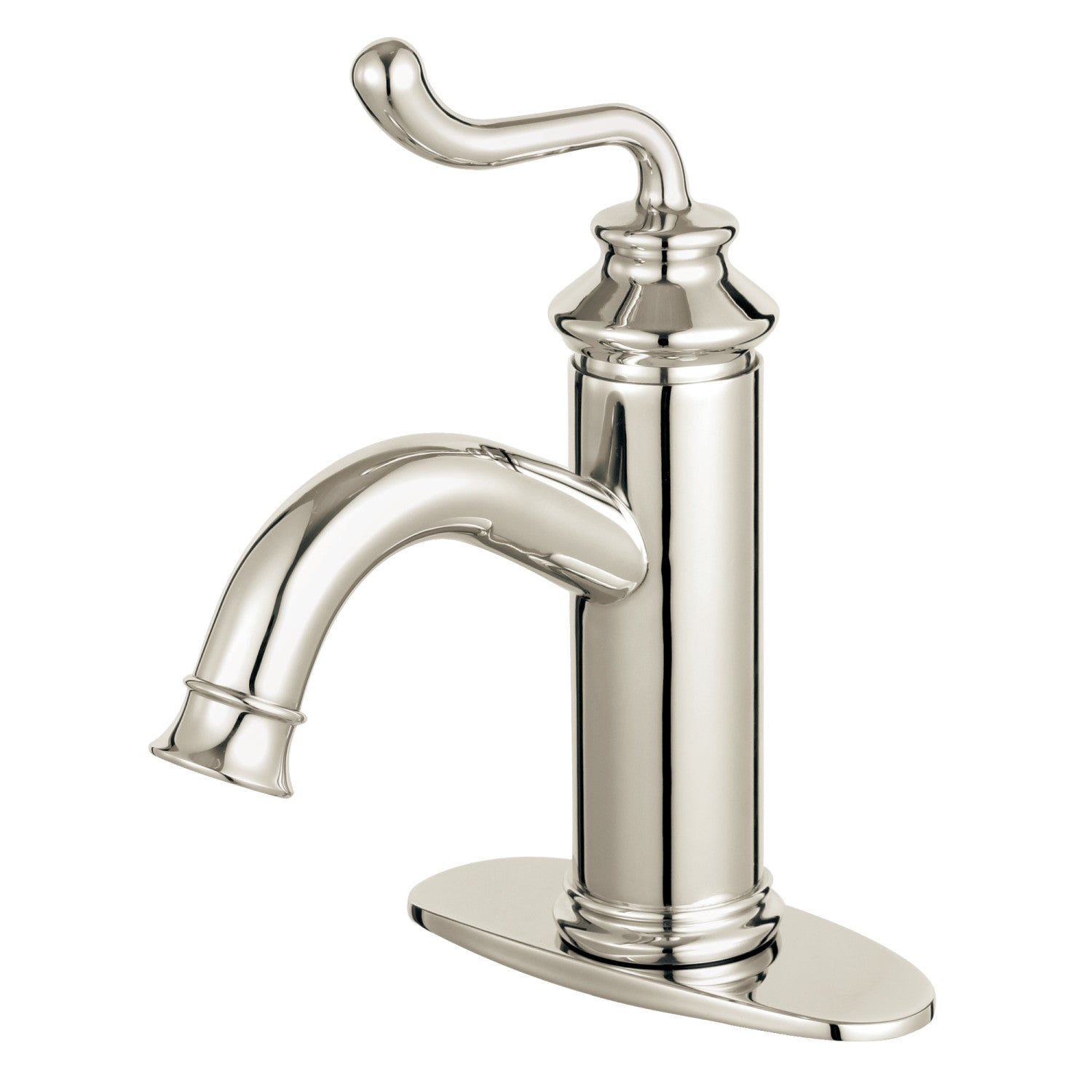Kingston Heirloom LS541RLPN - Royale Robinet de salle de bain à une poignée 1 trou avec plaque de pont et bonde à tirette, nickel poli