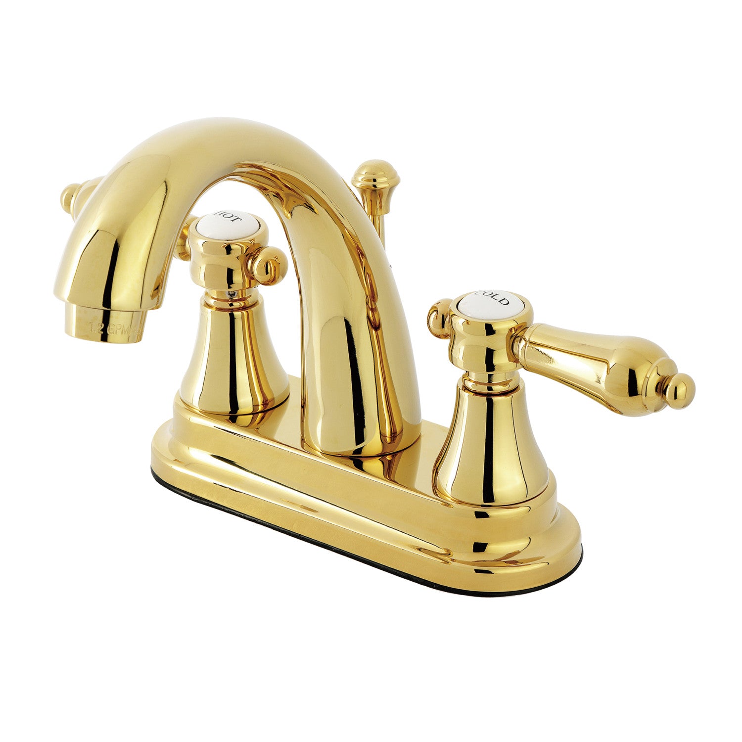 Kingston Heirloom KS7612BAL - Héritier Double-Handle 3 trous montage sur plage 4-Inch Centerset Robinet de salle de bains avec laiton à tirette, laiton poli