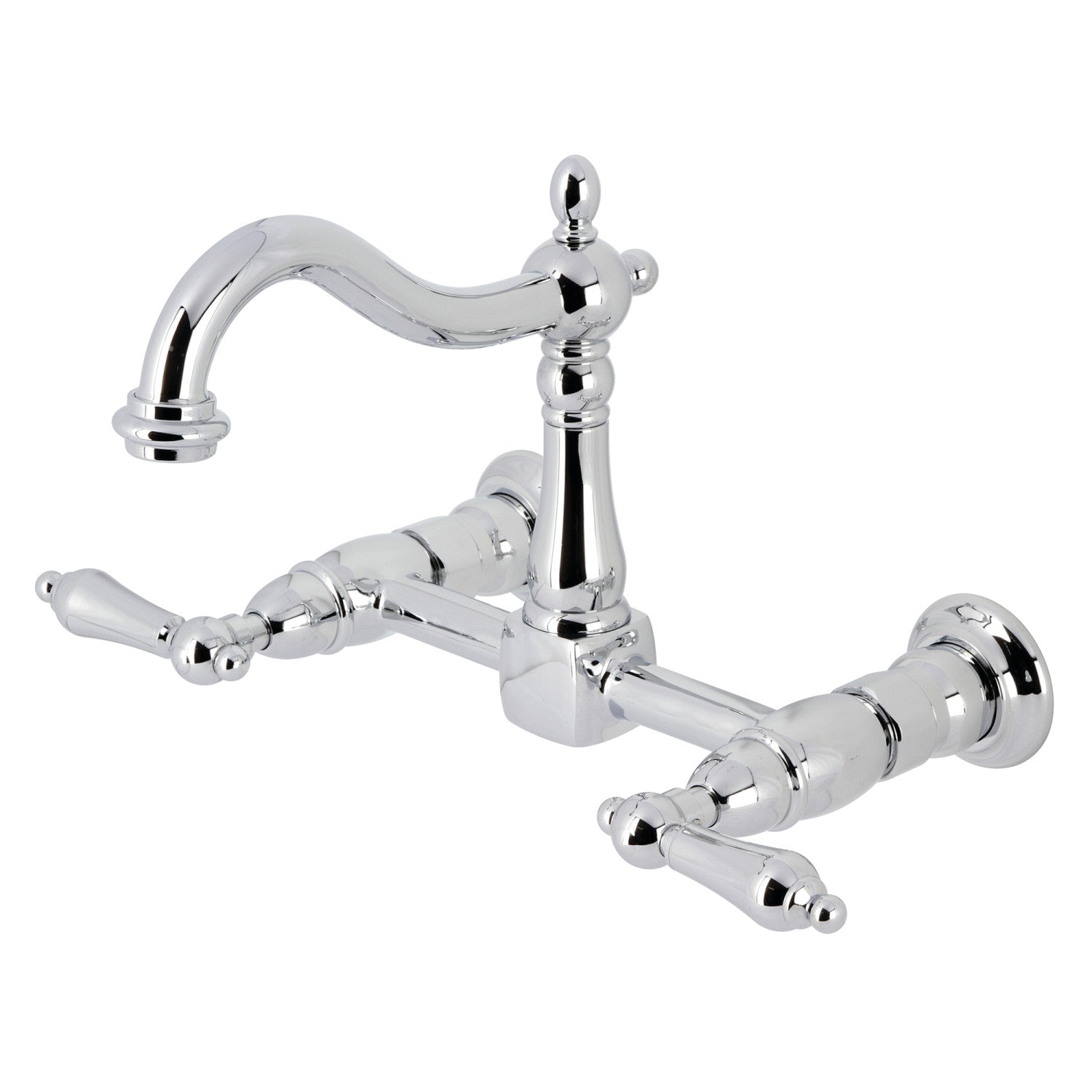 Kingston Heirloom KS1261AL - Robinet de cuisine à deux poignées Heritage 2 trous, chrome poli