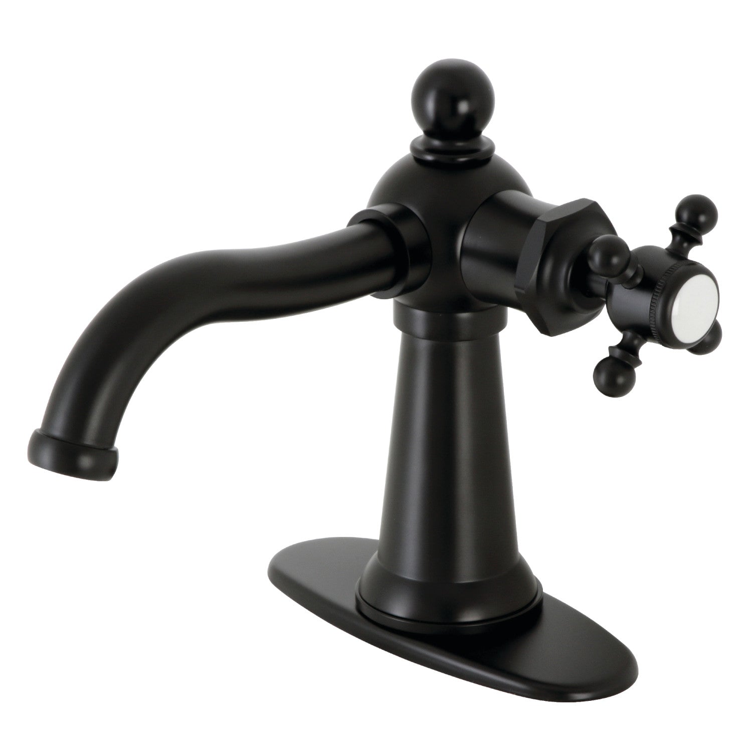 Kingston Heirloom KSD154BXMB - Robinet de salle de bain à une poignée nautique 1 trou avec plaque de pont et bonde à tirette, noir mat