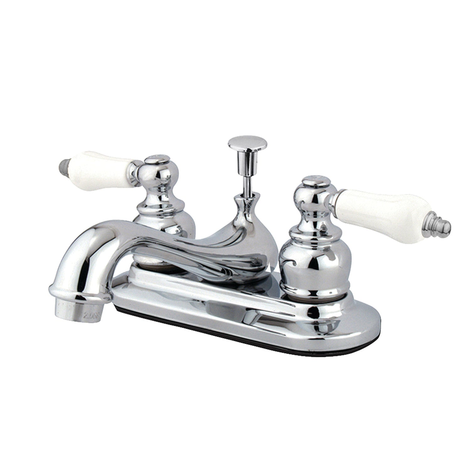 Kingston Heirloom KB601B - Restoration Double-Handle 3-Hole Deck Mount 4-Inch Centerset Bathroom Faucet with Pop-Up Drain, Polished Chrome