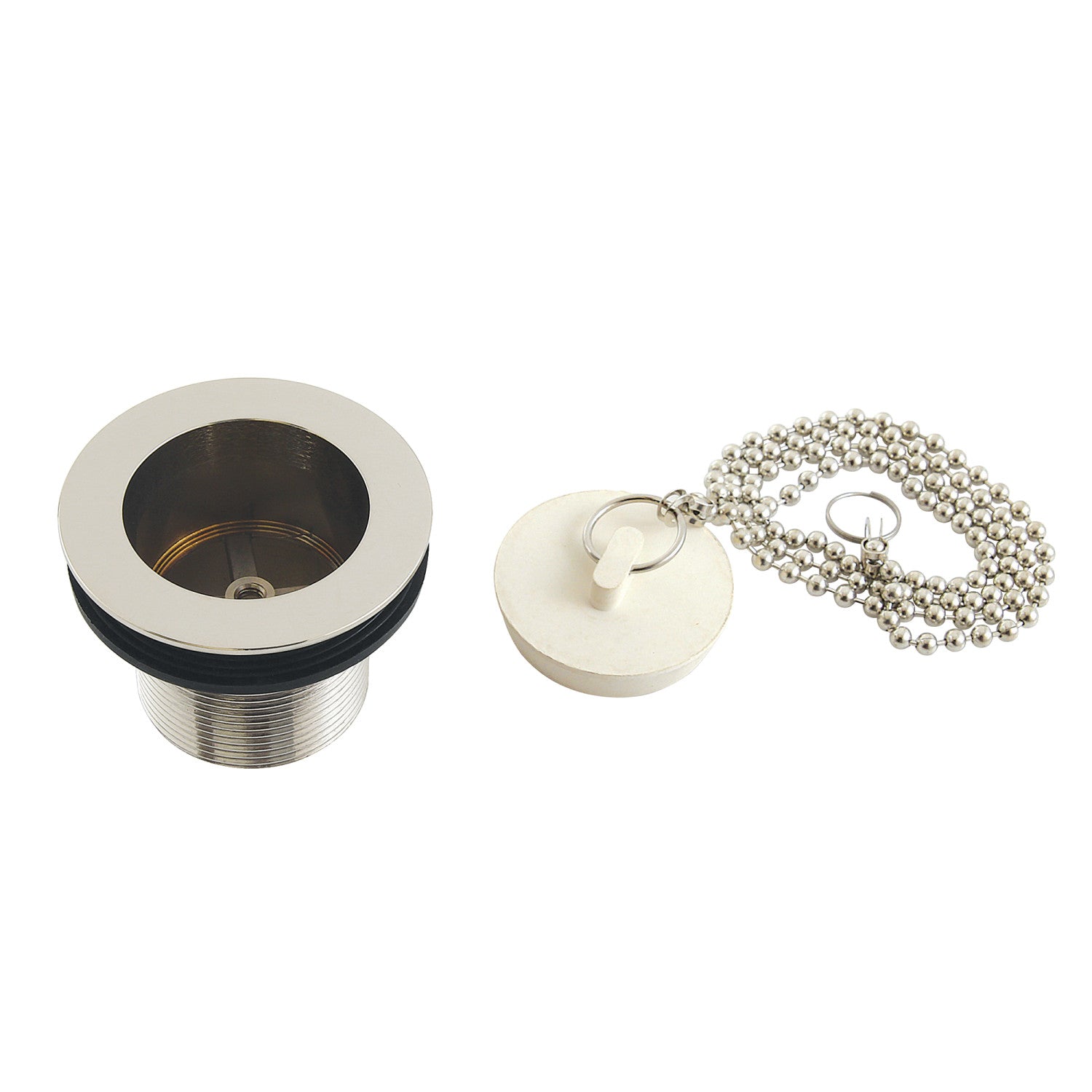 Kingston Heirloom DSP15PN - Made To Match 1-1/2-Inch Chain and Stopper Tub Drain with 1-1/2-Inch Body Thread, Polished Nickel