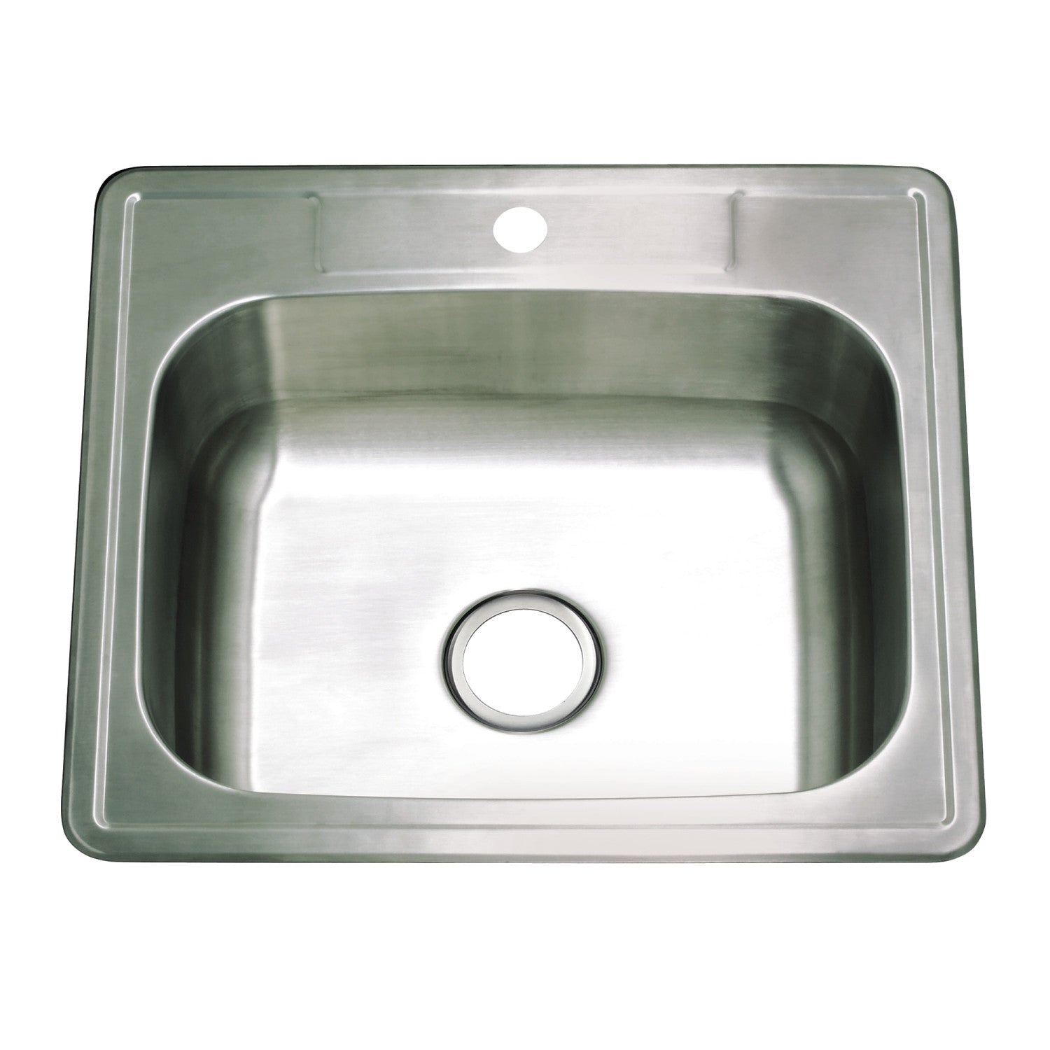 Kingston Studio GKTS252281 25-Inch Stainless Steel Self-Rimming Single Bowl Drop-In Kitchen Sink, Brushed Stainless Steel