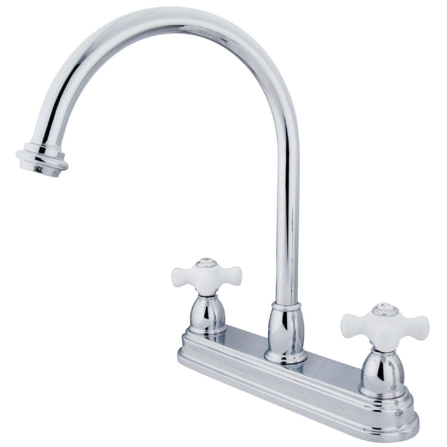 Kingston Heirloom KB3741PX - Robinet de cuisine central à deux poignées 3 trous 8, chrome poli