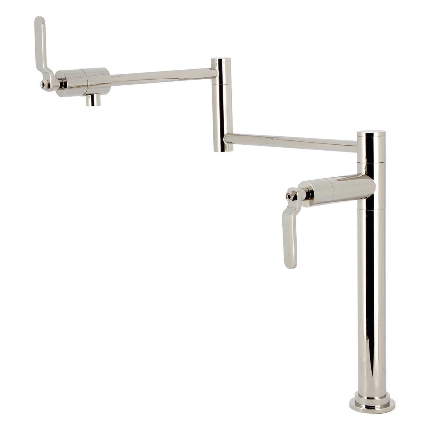 Kingston Sona KS4706KL - Robinet de remplissage de pot de plate-forme à deux poignées Whitaker 1 trou, nickel poli