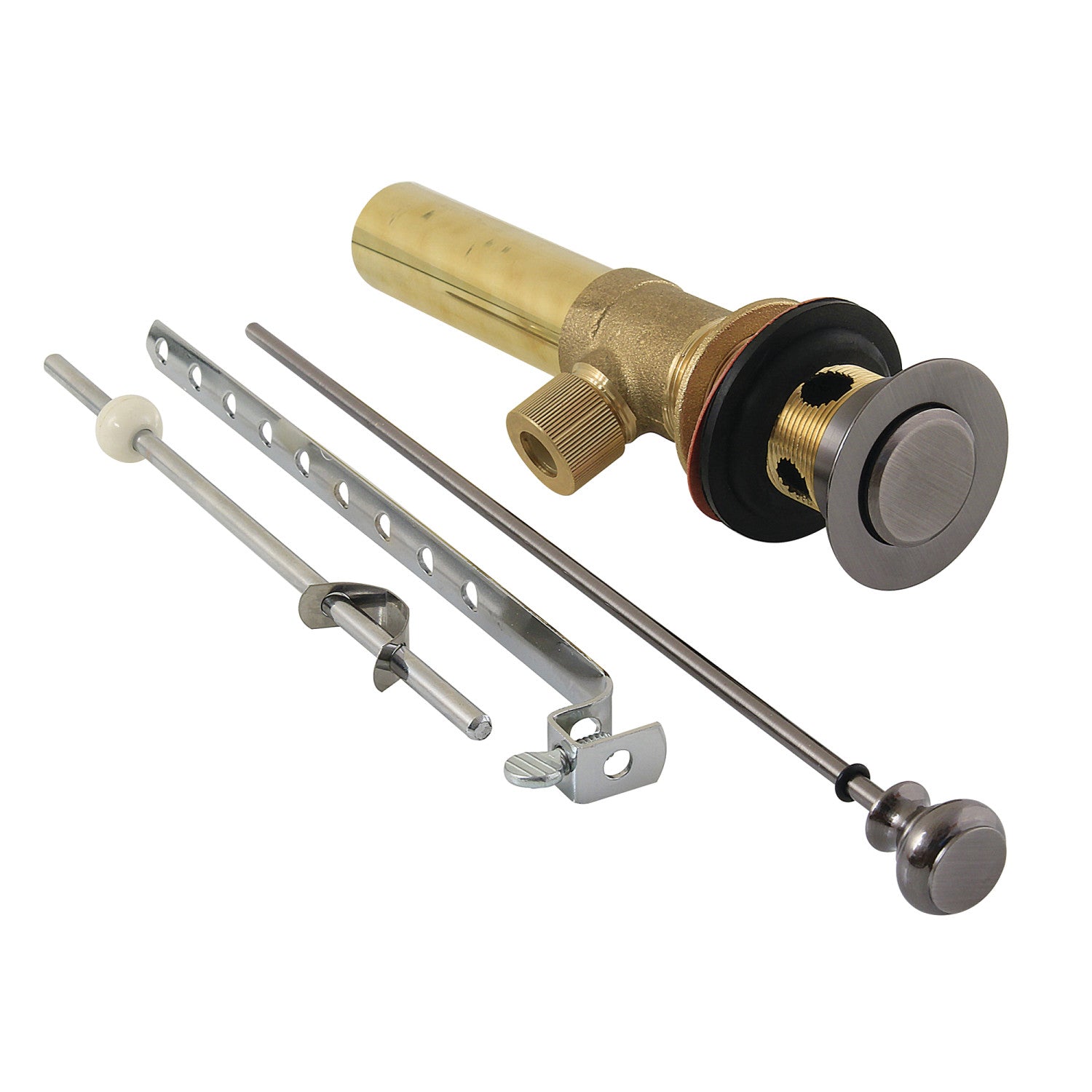 Kingston Trimscape KB2003AN Brass Pop-Up Bathroom Sink Drain with Overflow, 22 Gauge, Black Stainless