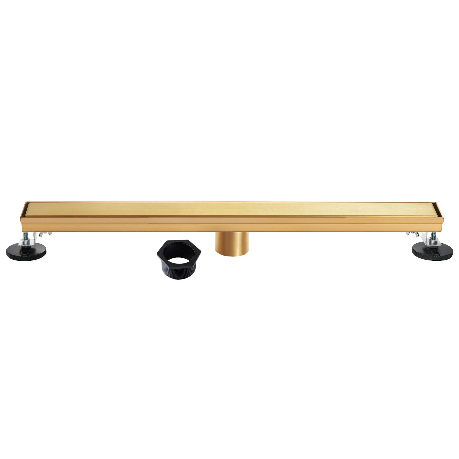 Kingston Watercourse BSF2827 28-Inch Stainless Steel Linear Shower Drain with Reversible Tile Insert and Flat Grate, Brushed Brass