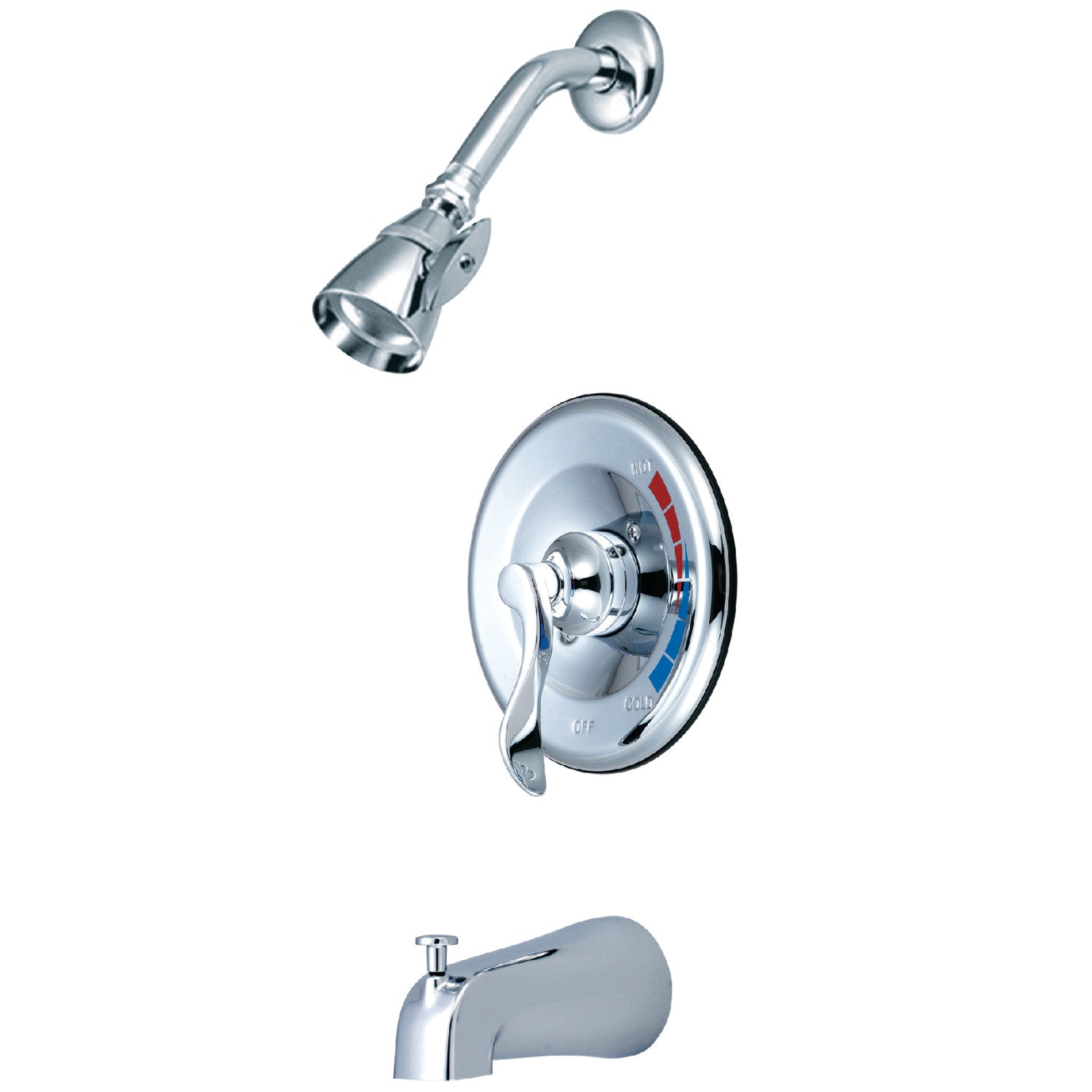 Kingston Tulare KB8631DFL - Robinet de baignoire et de douche à une poignée NuWave, chrome poli