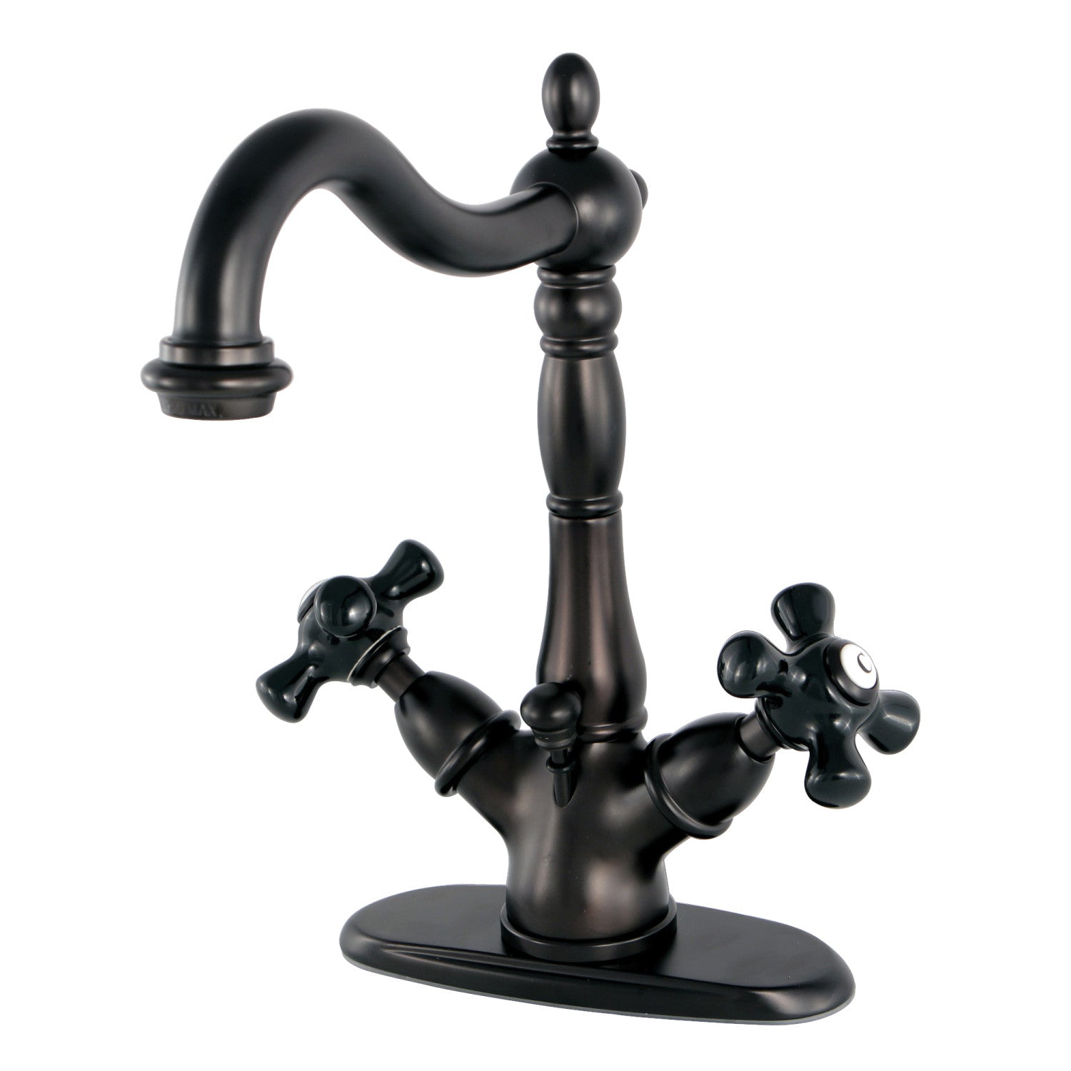Kingston Heirloom KS1435PKX - Duchesse Double-poignée 1-or-3 Trou montage sur plage 4-Inch Centerset Robinet de salle de bains avec laiton à tirette, huile Rubbed Bronze