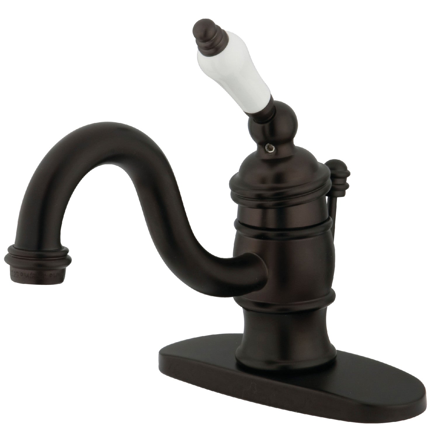 Kingston Heirloom KB3405PL - Robinet de salle de bain à une poignée victorienne 1 trou avec plaque de pont et drain à tirette, bronze frotté à l'huile