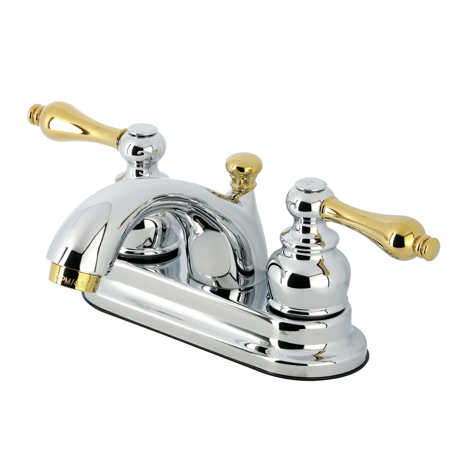 Kingston Heirloom KB2604AL - Vintage Double-Handle 3 trous montage sur plage 4-Inch Centerset Robinet de salle de bains avec drain à tirette, poli Chrome / laiton poli