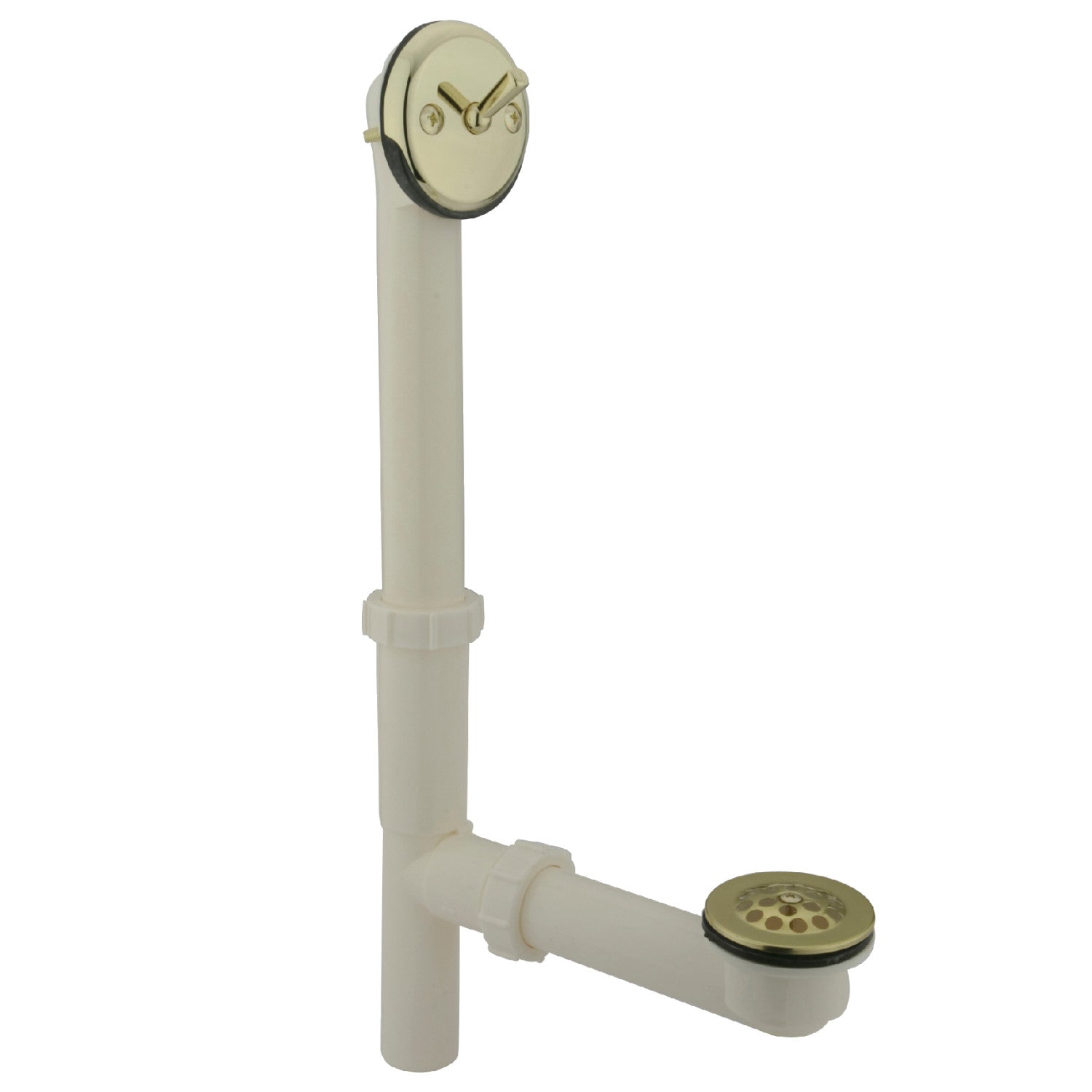Kingston Made To Match DTLA1162 14-Inch Plastic Trip Lever Tub Waste and Overflow with Grid Strainer, Polished Brass
