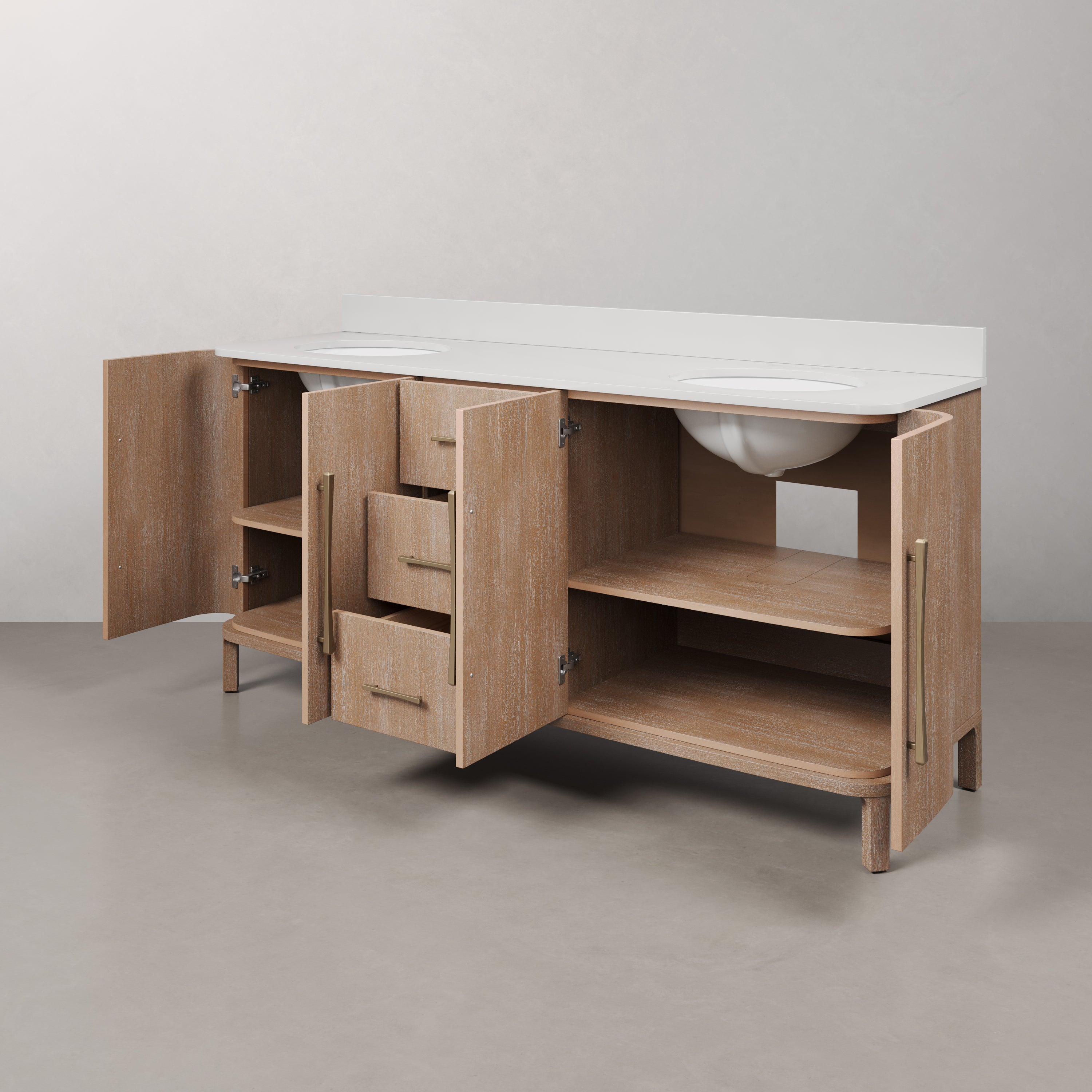Kingston Luxe CI72EM08TL - 72 in. x 22 in. Bathroom Vanity Double Sink Freestanding with Whitebrook Engineered Marble Top, Toffee Latte