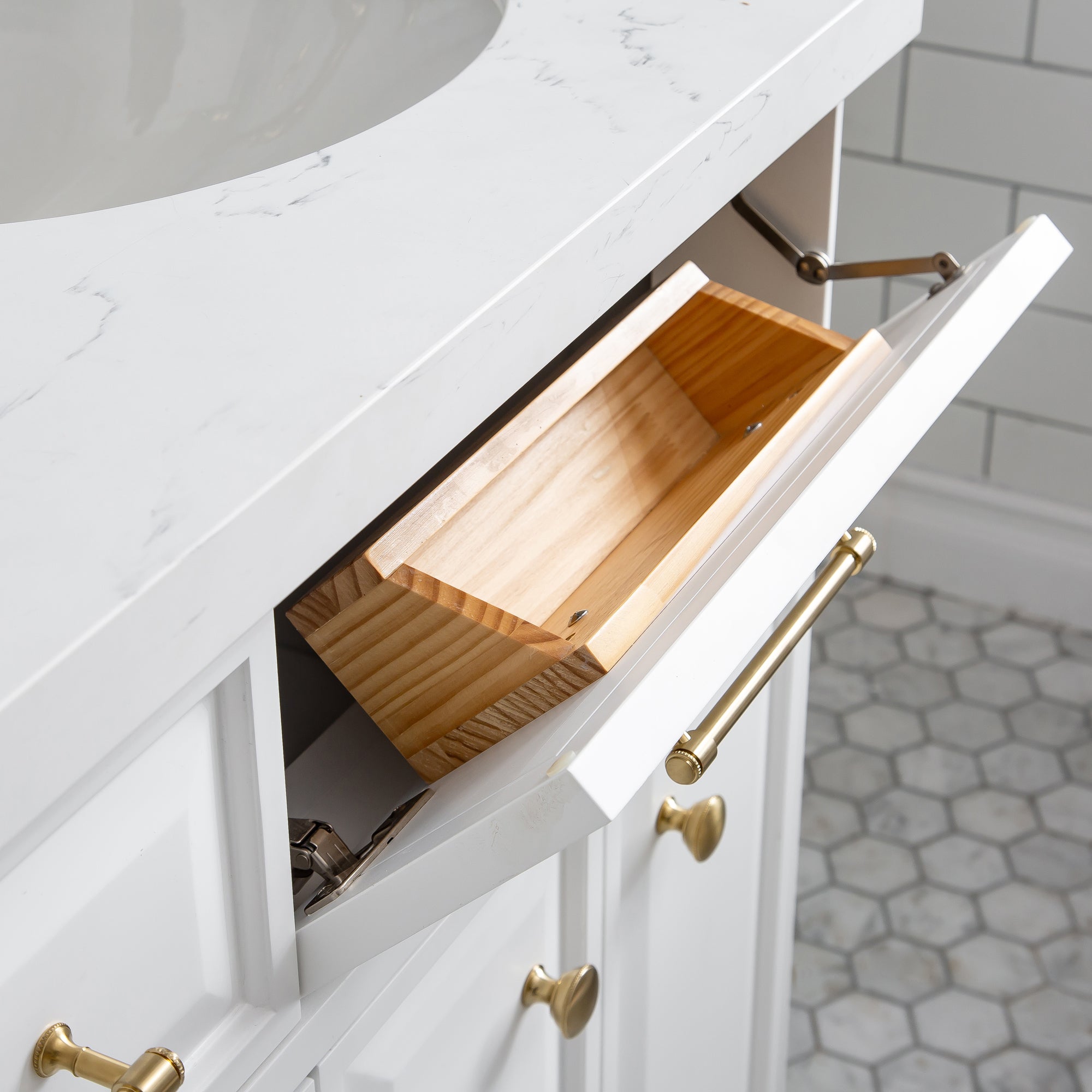 Kingston Luxe PA60QZ06PW - 60 in. x 22 in. Bathroom Vanity Quartz Top and White Basin, Pure White