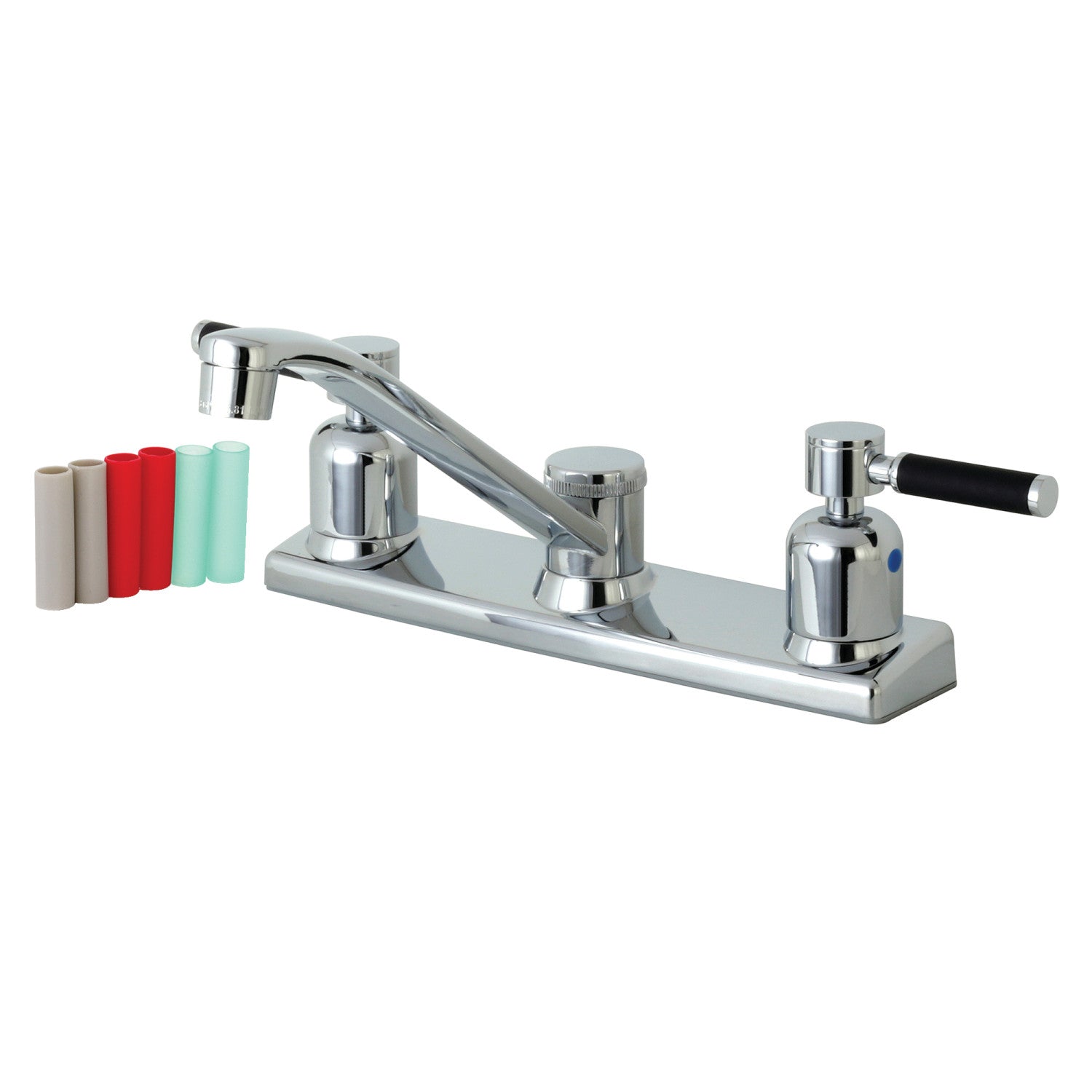 Kingston Tulare FB121DKL - Robinet de cuisine central à deux poignées Kaiser 2 trous 8, chrome poli