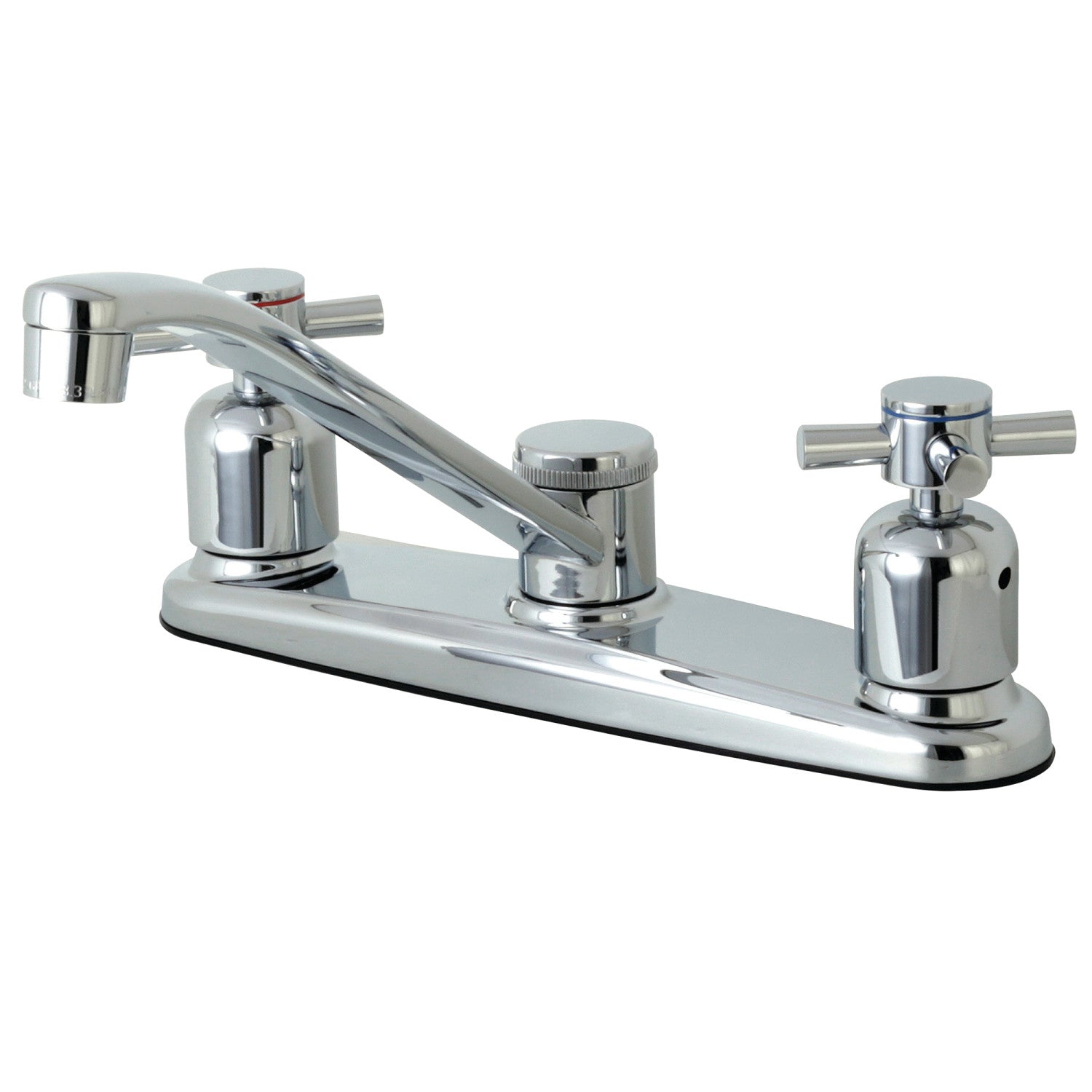 Kingston Tulare FB111DX - Robinet de cuisine central à deux poignées Concord 2 trous 8, chrome poli