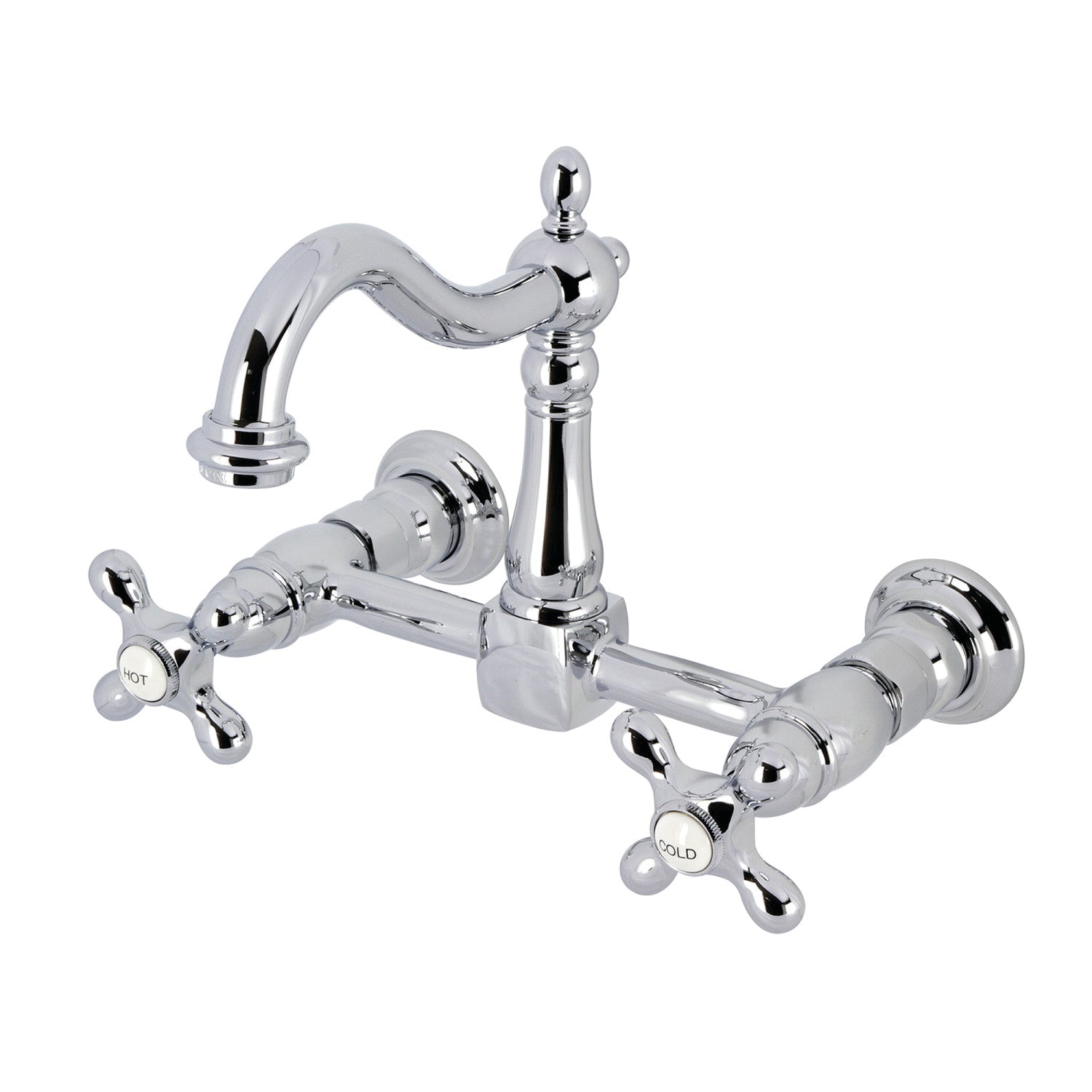 Kingston Heirloom KS1261AX - Robinet de cuisine à deux poignées Heritage 2 trous, chrome poli