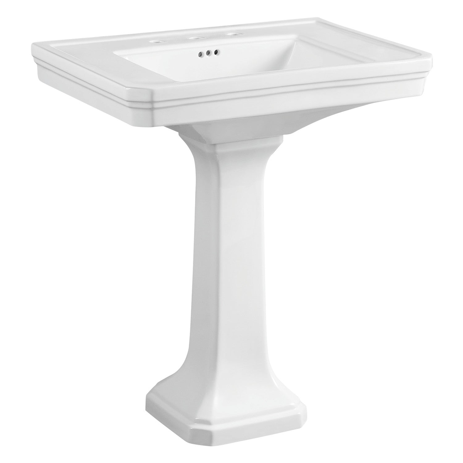 Kingston Heirloom VPB4308 - Imperial 29-15/16 Inch Wall Mount Pedestal Sink (8-Inch, 3-Hole), White