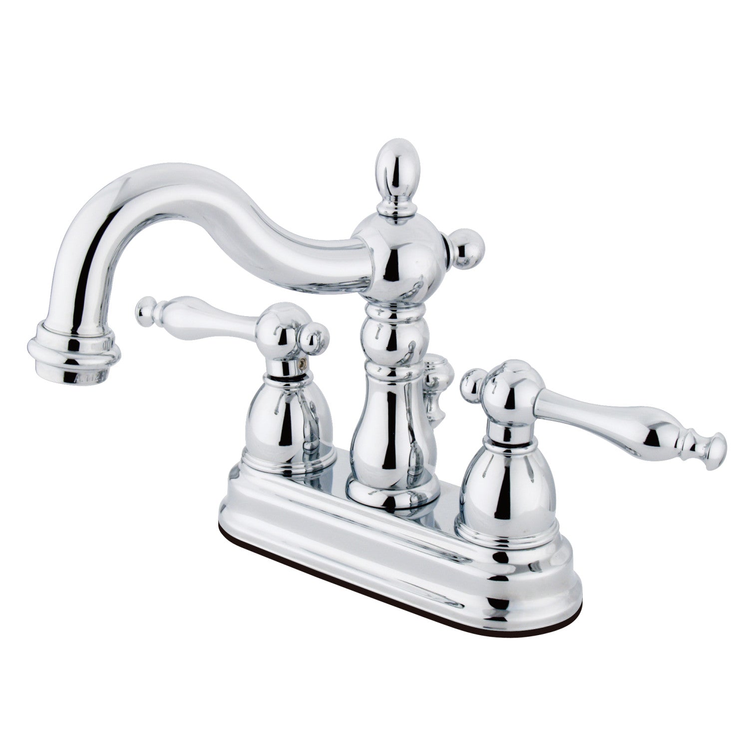 Kingston Heirloom KB1601NL - Heritage Double-Handle 3 trous montage sur plage 4-Inch Centerset Robinet de salle de bain avec drain à tirette, chrome poli