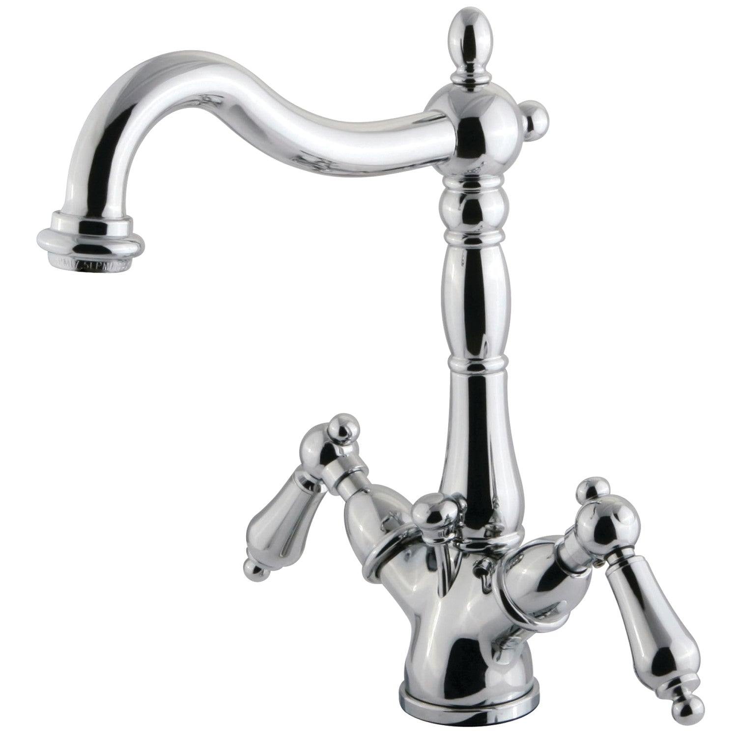 Kingston Heirloom KS1431AL - Heritage Double-Handle 1-or-3 Trou montage sur plage 4-Inch Centerset Robinet de salle de bains avec laiton à tirette, Chrome poli