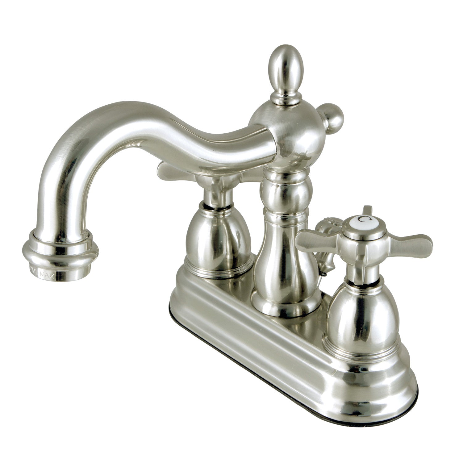 Kingston Heirloom KB1608BEX - Essex Double-Handle 3 trous montage sur plage 4-Inch Centerset Robinet de salle de bains avec drain à tirette, Nickel brossé
