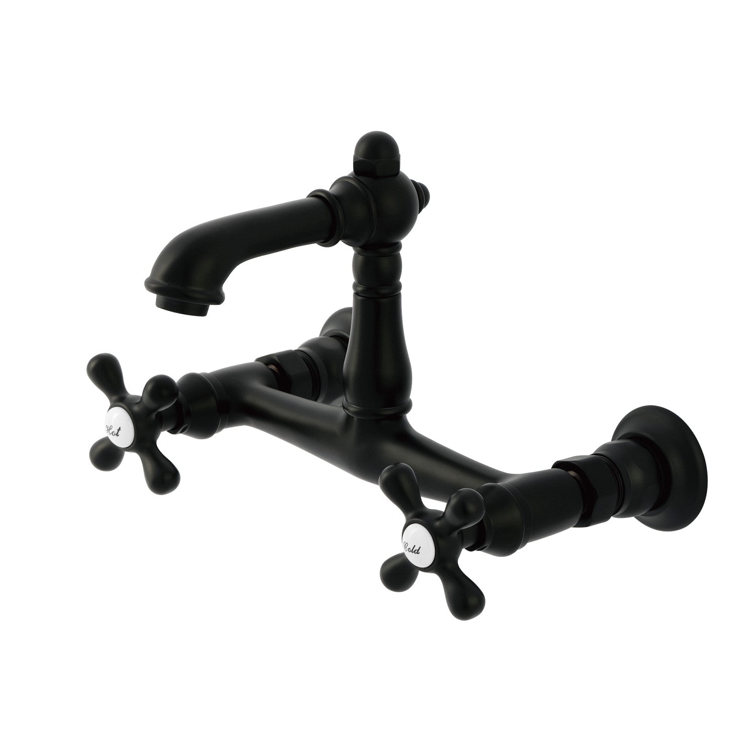 Kingston Heirloom KS7250AX - Robinet de salle de bains à double poignée de pays anglais 2 trous, noir mat